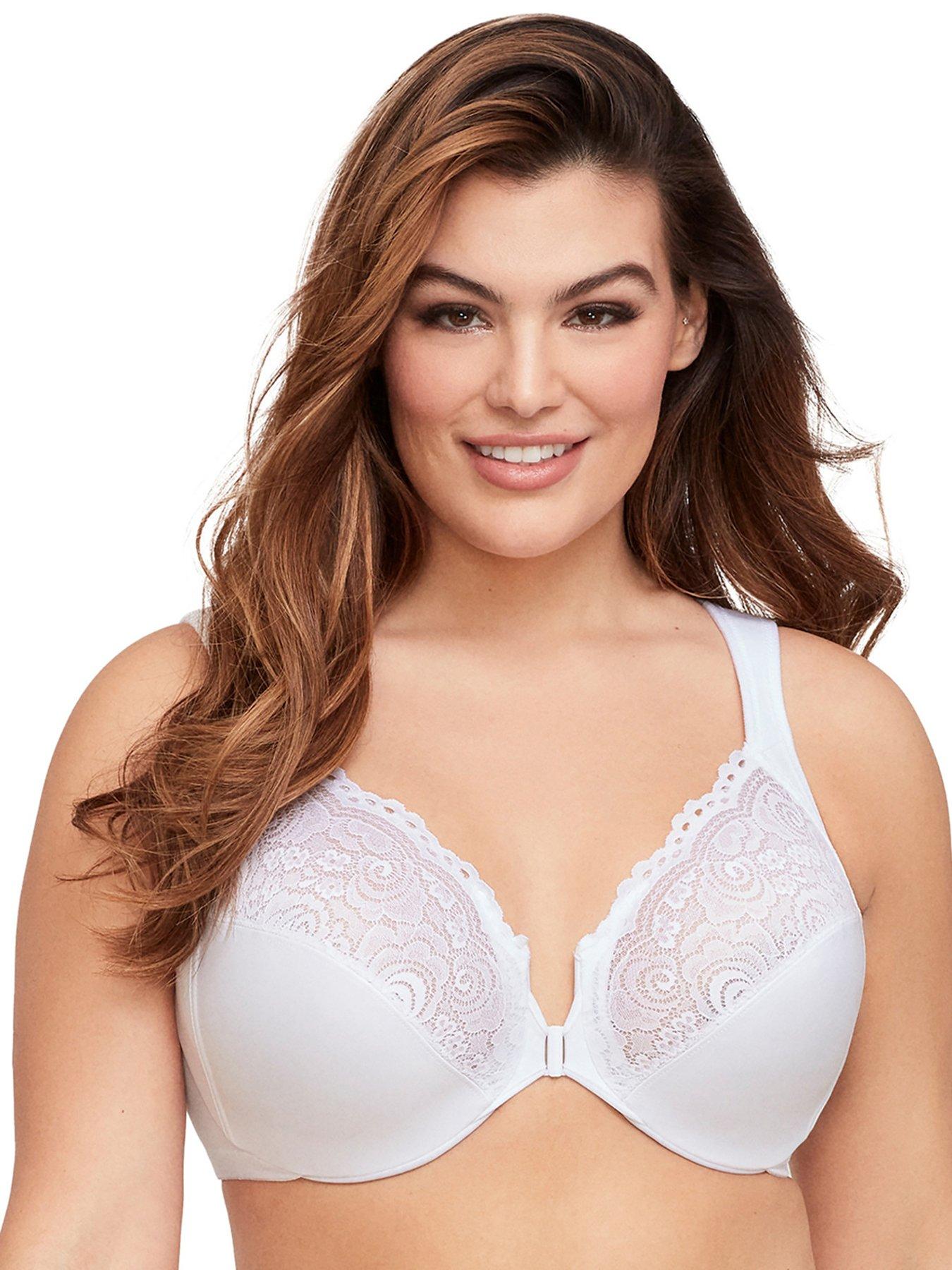 glamorise-wonderwire-lace-front-close-bra-white