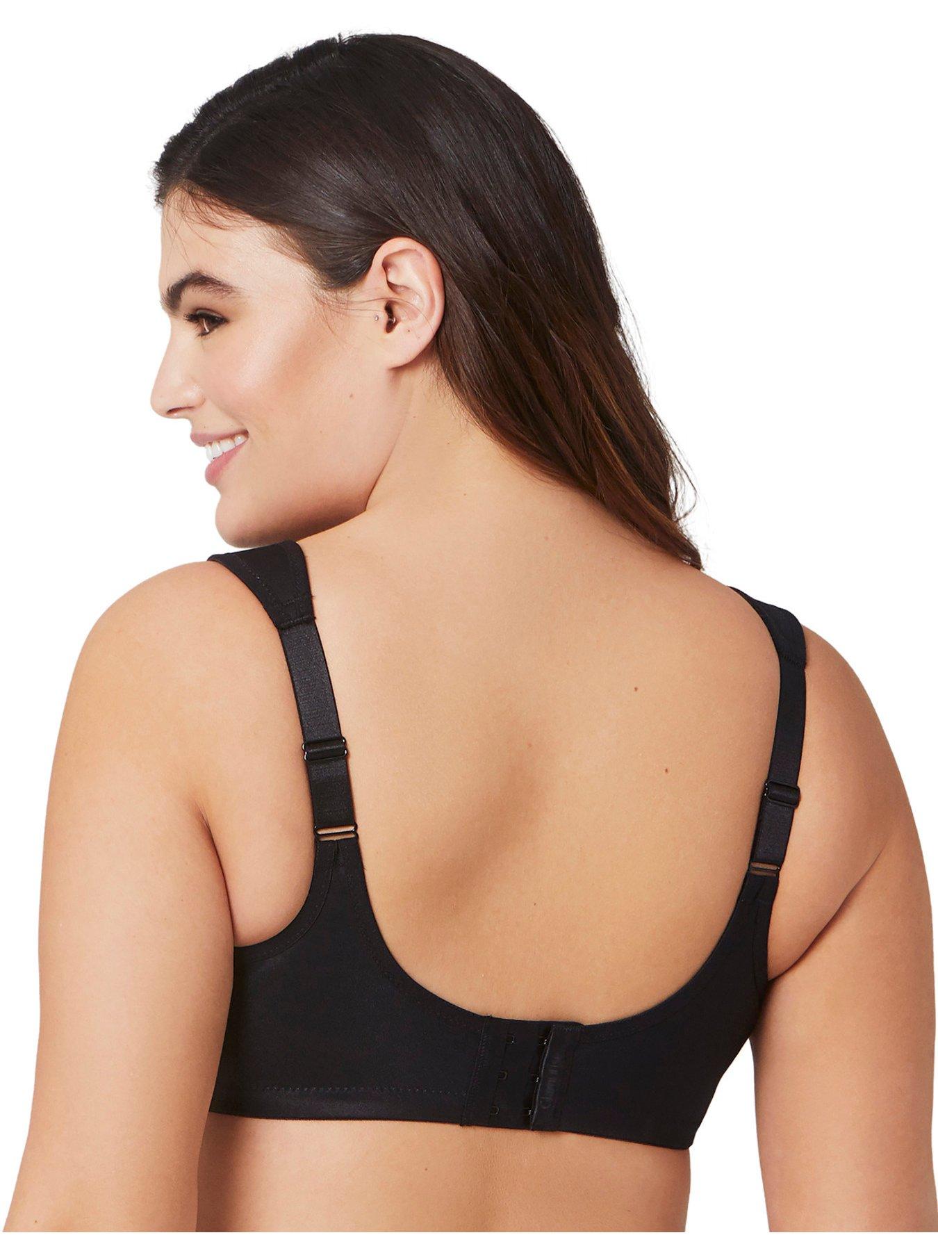Image 2 of 6 of Glamorise Glamorise Low Cut Wonderwire Lace Bra&nbsp;- Black
