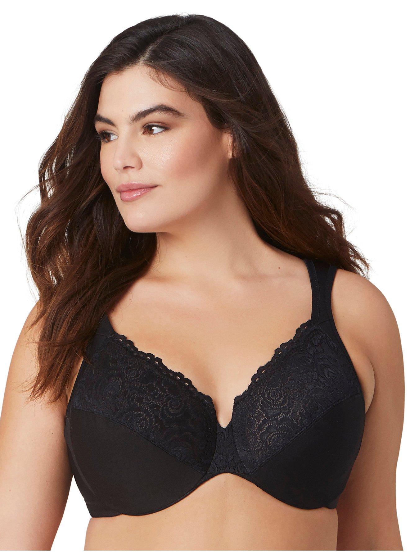 Image 3 of 6 of Glamorise Glamorise Low Cut Wonderwire Lace Bra&nbsp;- Black