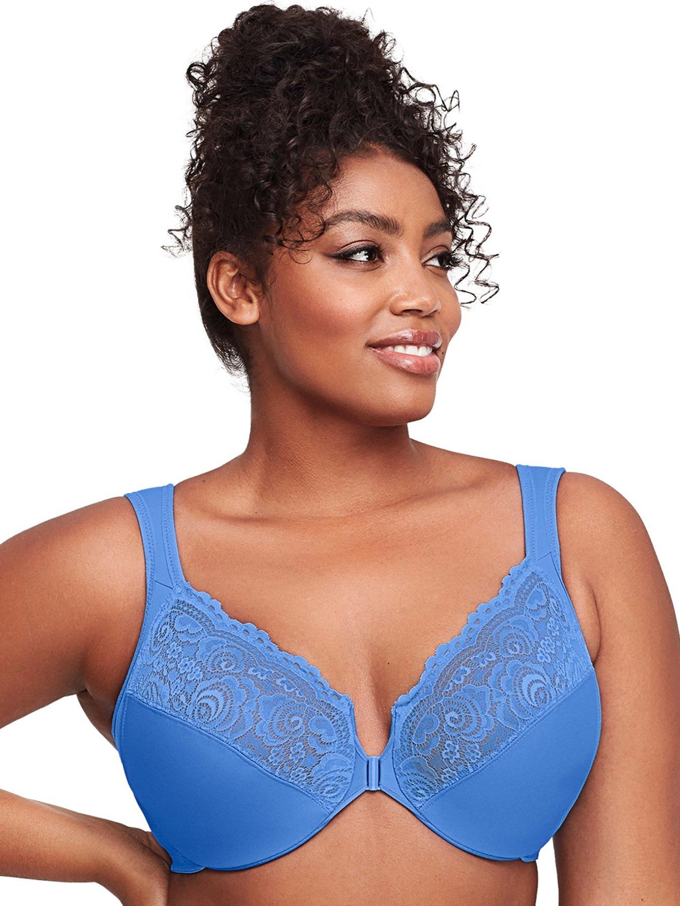 Glamorise Full Figure Wonderwire Front Close Stretch Lace Bra with