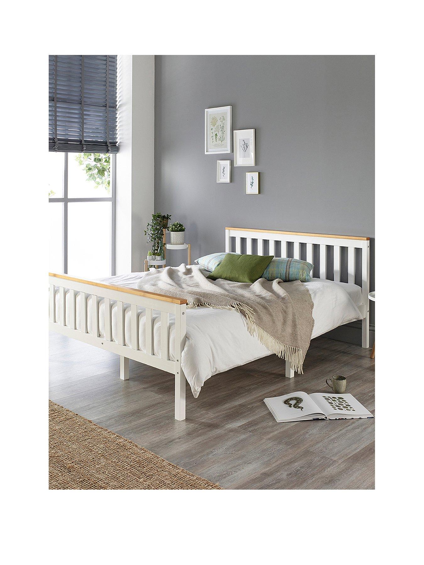 Pine double bed with outlet mattress