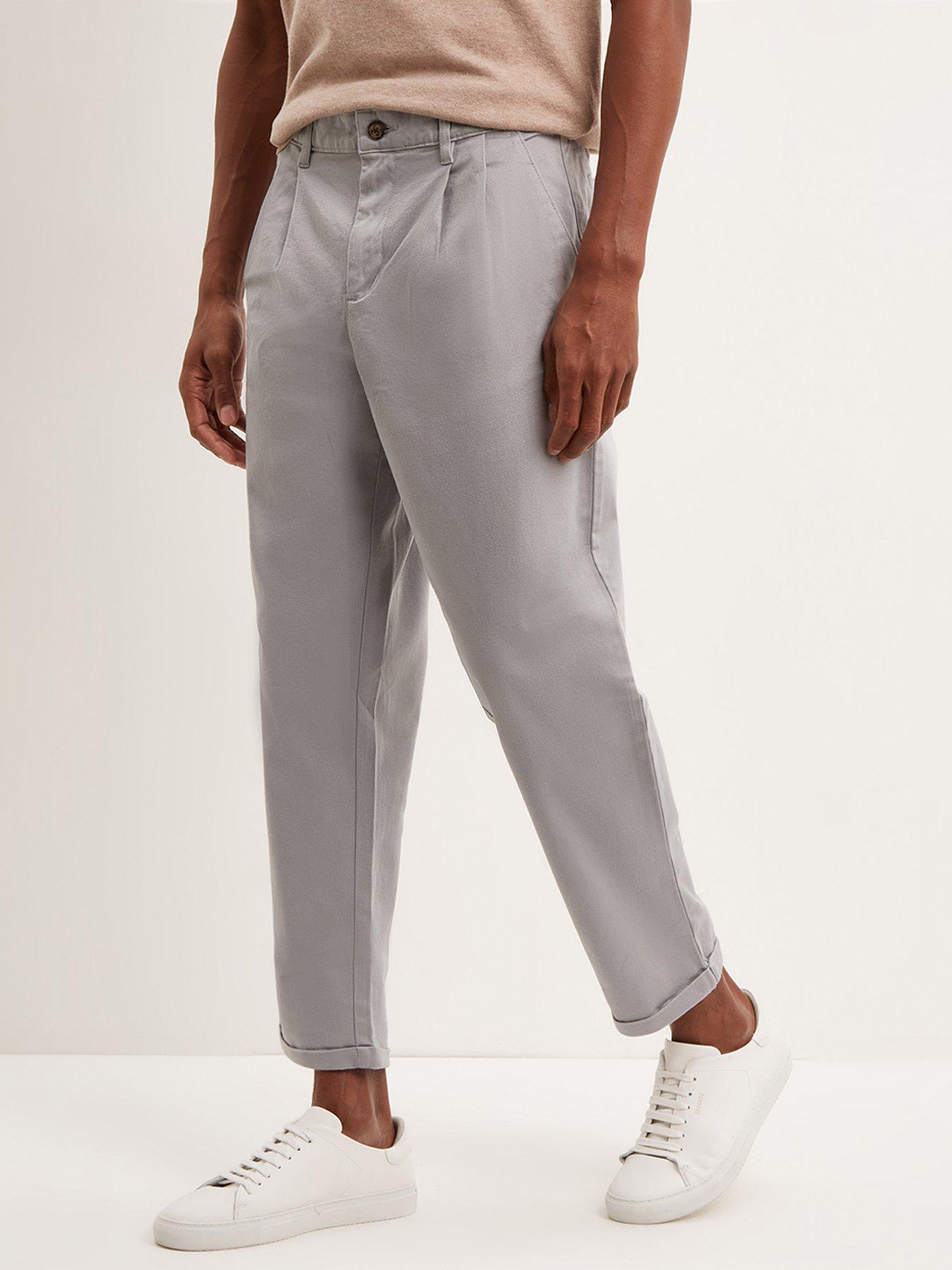 Burton Menswear London Burton Menswear London Burton Tapered Pleat Front  Trousers - Light Grey