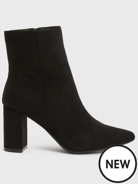 new-look-black-suedette-pointed-block-heel-ankle-boots
