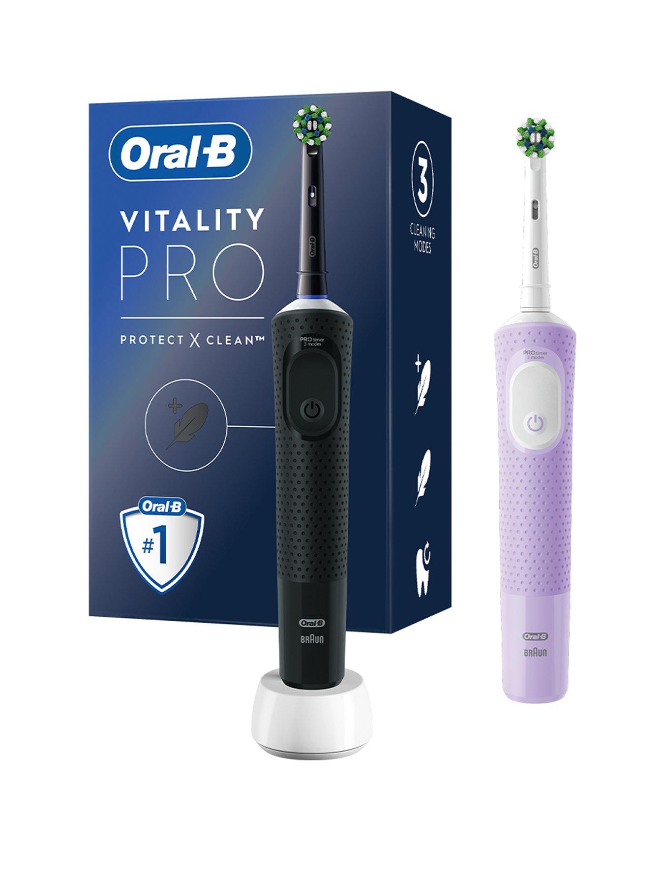 Oral-B Vitality Pro Black  &  Lilac Electric Toothbrush Duo Pack