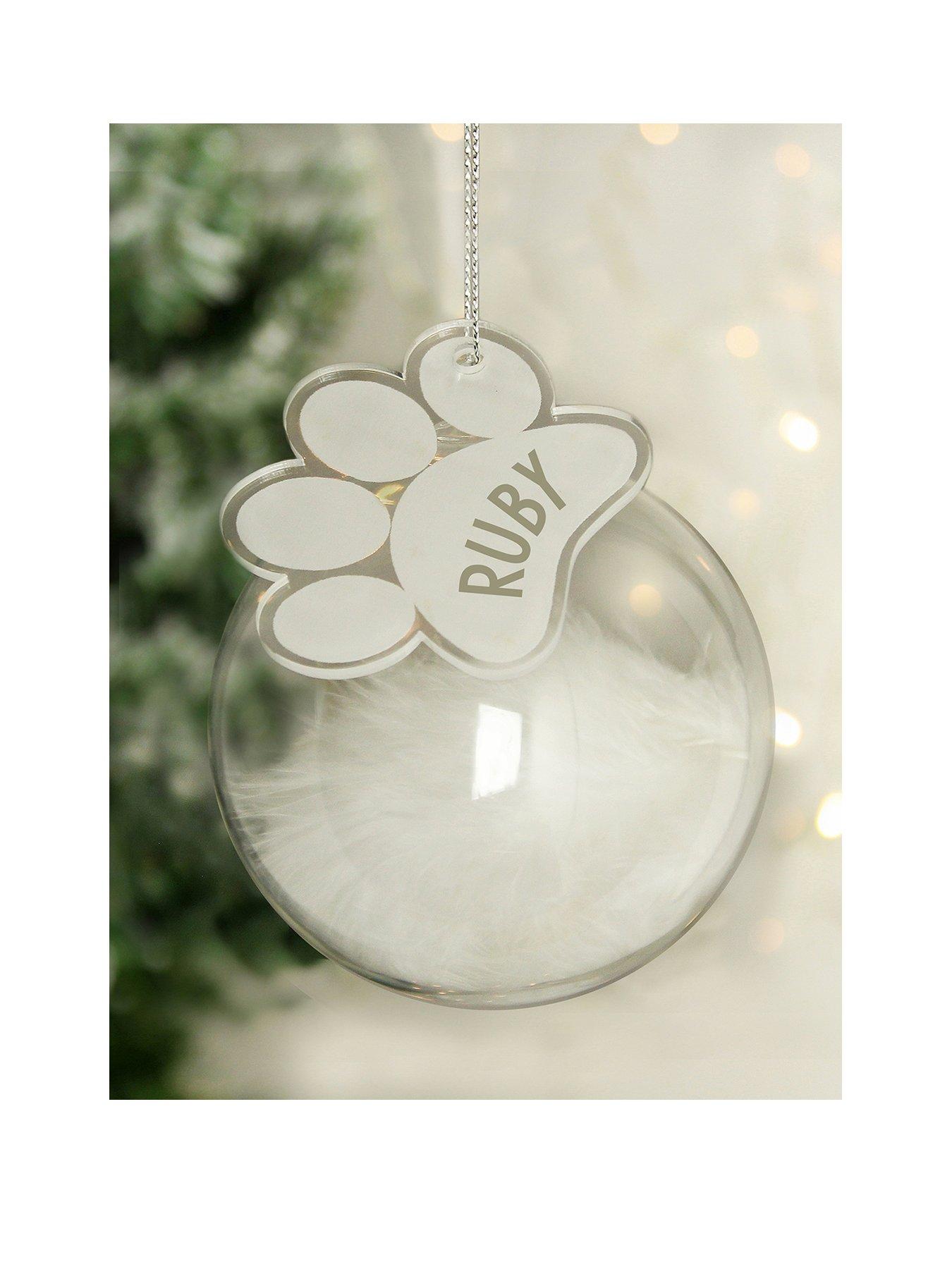 The Personalised Memento Company Pawprint Glass Bauble