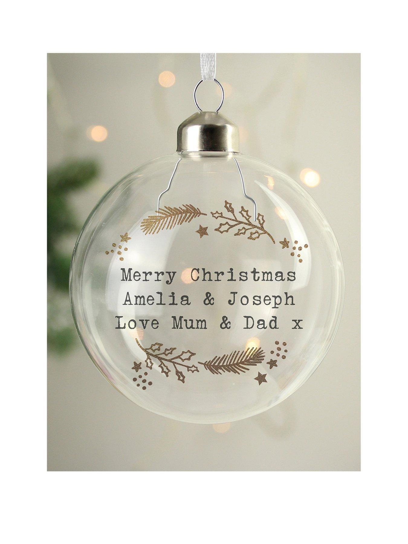The Personalised Memento Company Gold Wreath Glass Bauble