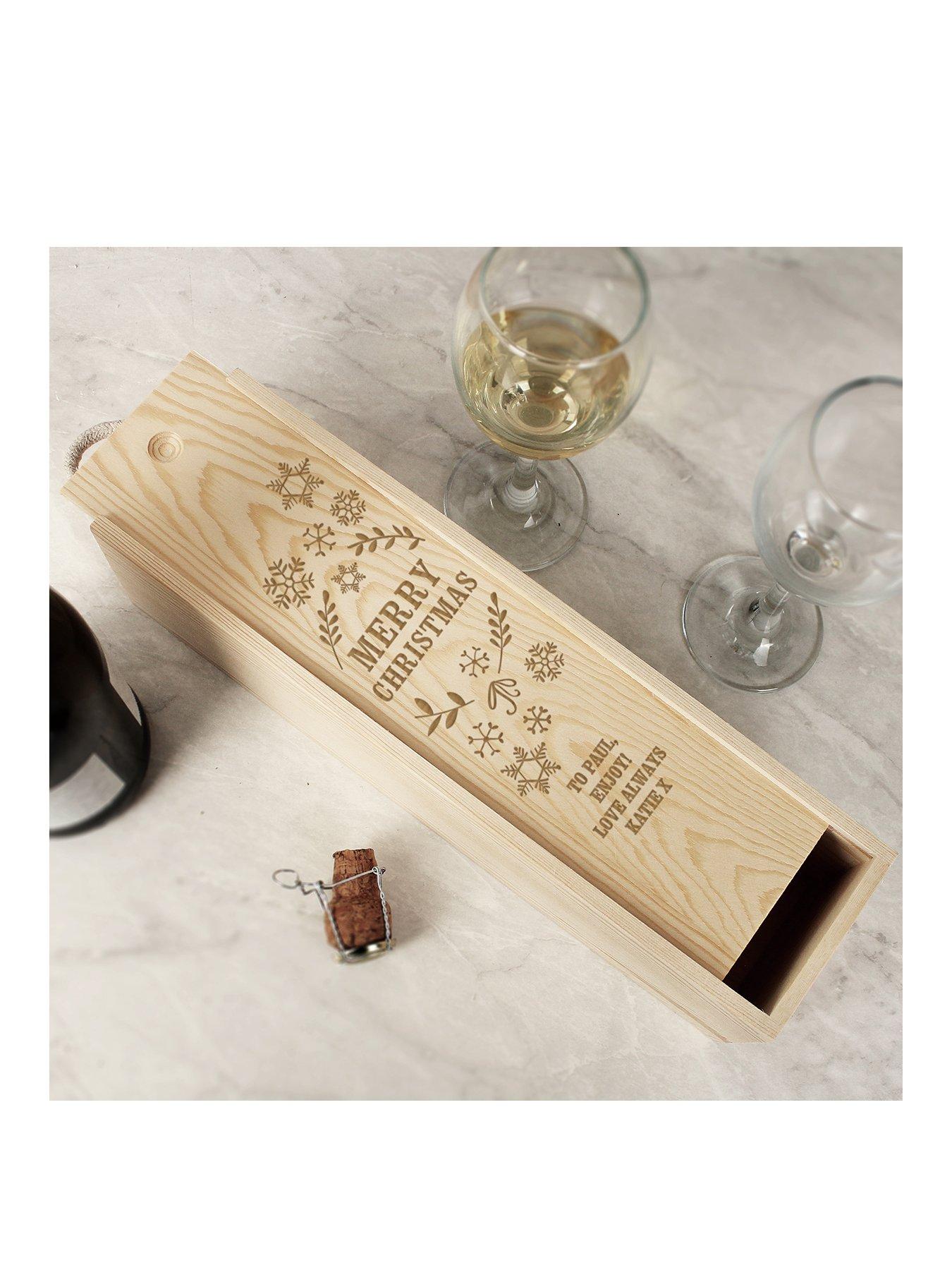 The Personalised Memento Company Engraved Christmas Wine Box