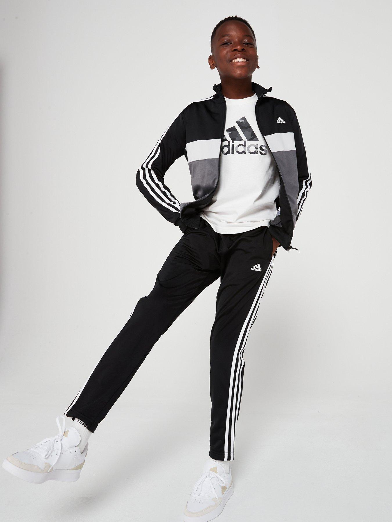 adidas-sportswear-junior-kids-colorblock-tracksuit-blackgreyfront