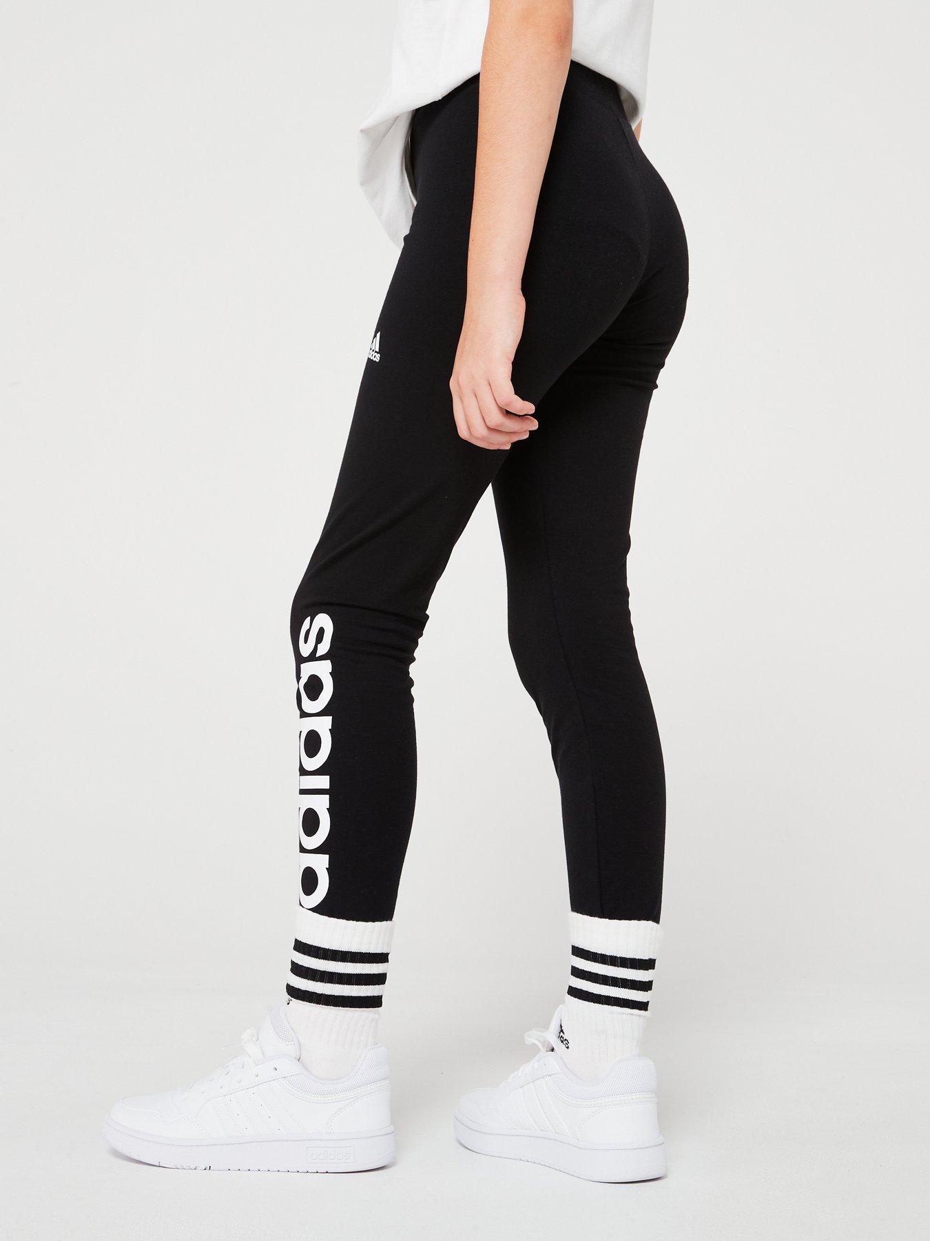 adidas-sportswear-junior-essentials-linear-leggings-blackwhitestillFront