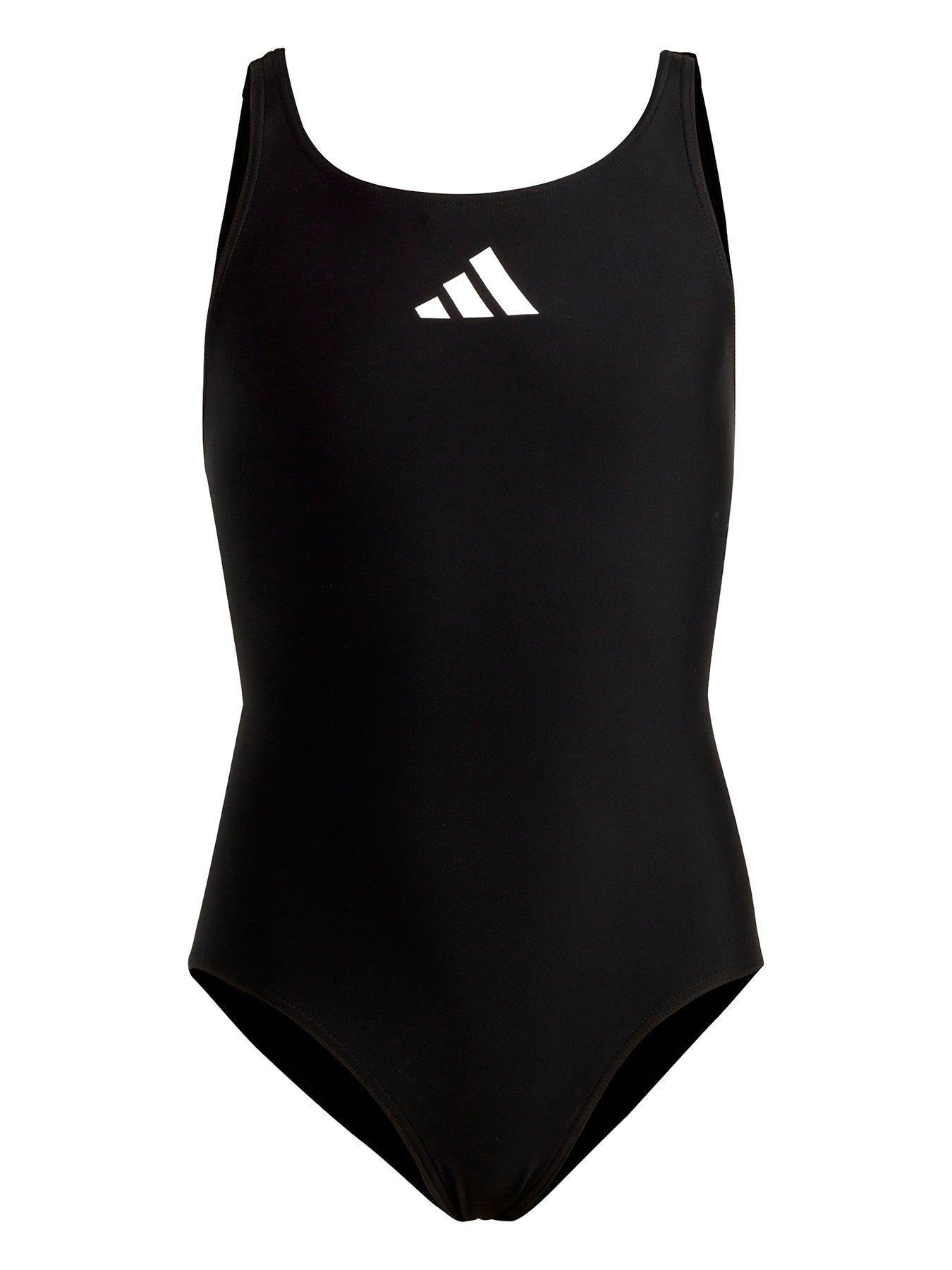 adidas Girls 3 Bars Logo Swimsuit - Black