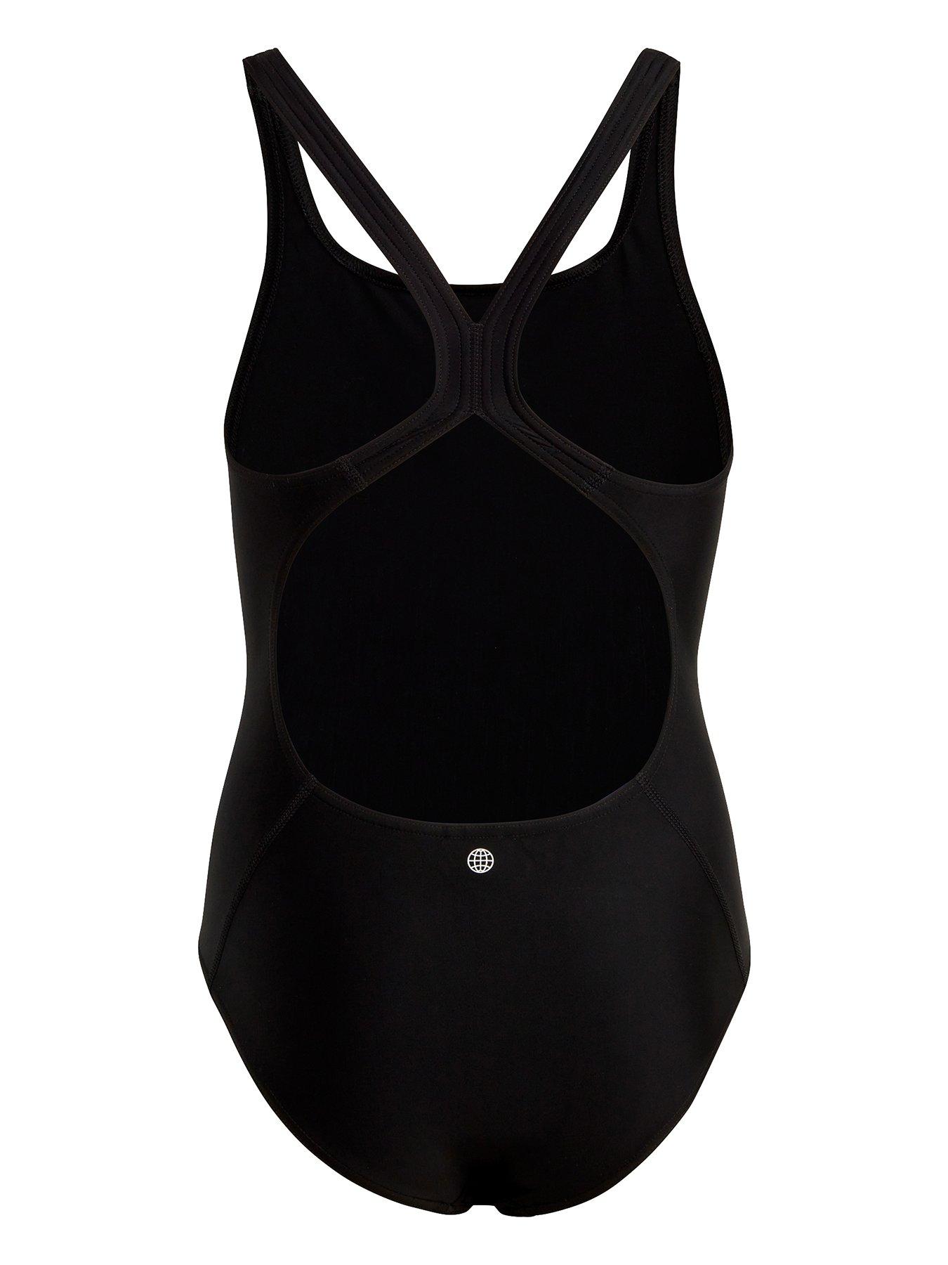 Image 2 of 3 of adidas Girls 3 Bars Logo Swimsuit - Black