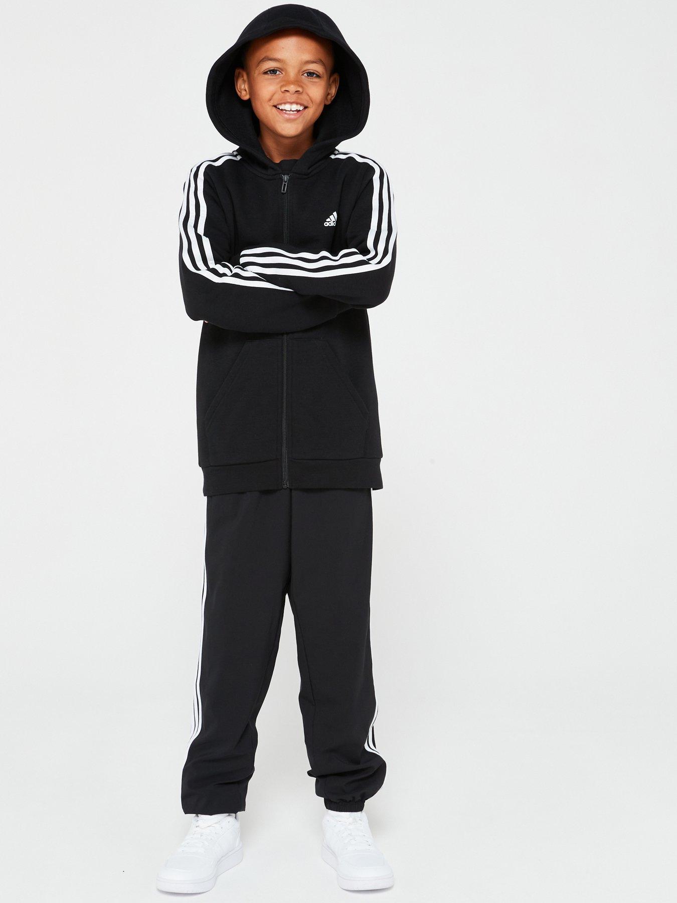 adidas-essentials-junior-3-stripe-zip-through-hoodie-black