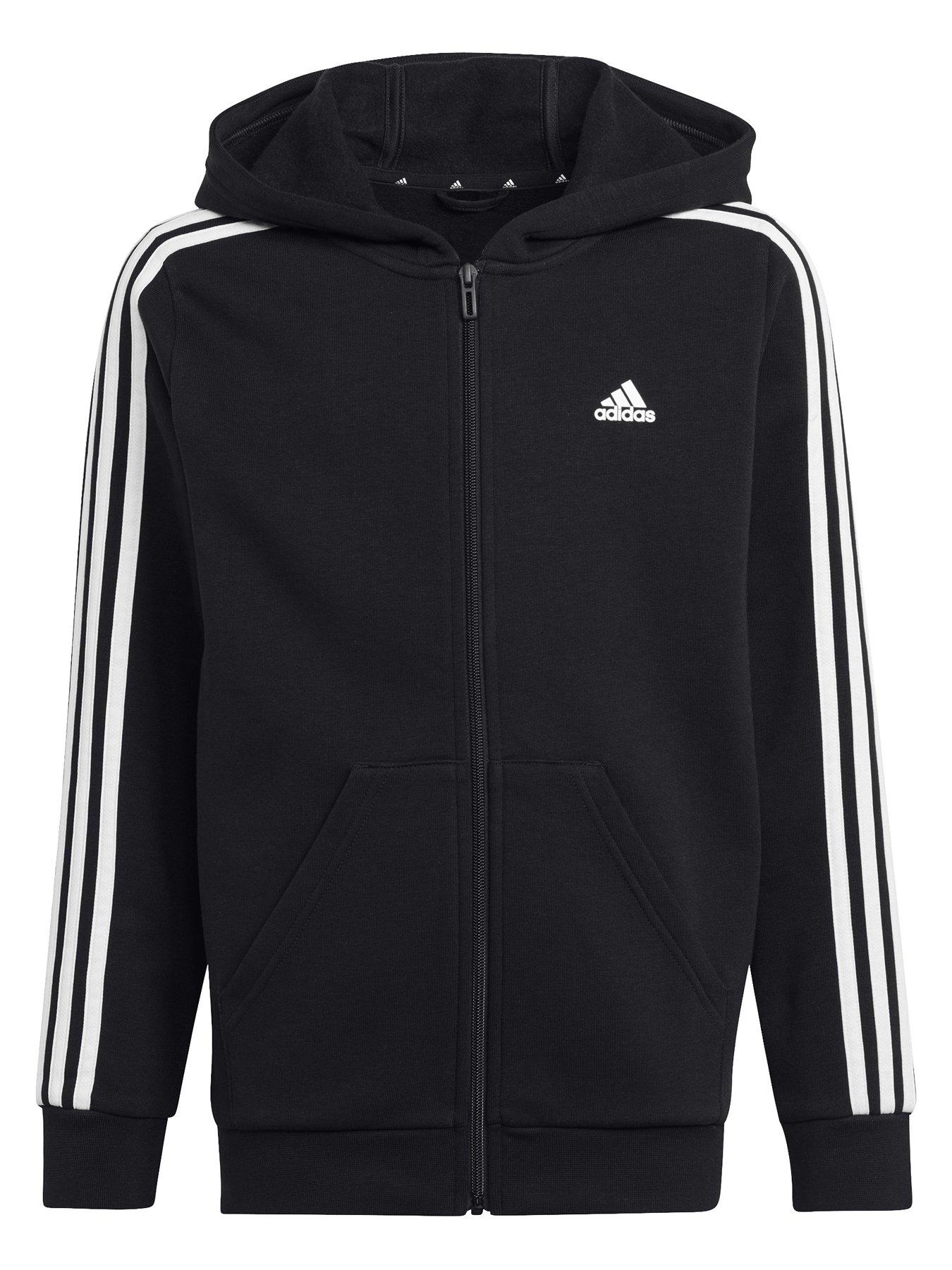 adidas-essentials-junior-3-stripe-zip-through-hoodie-blackdetail