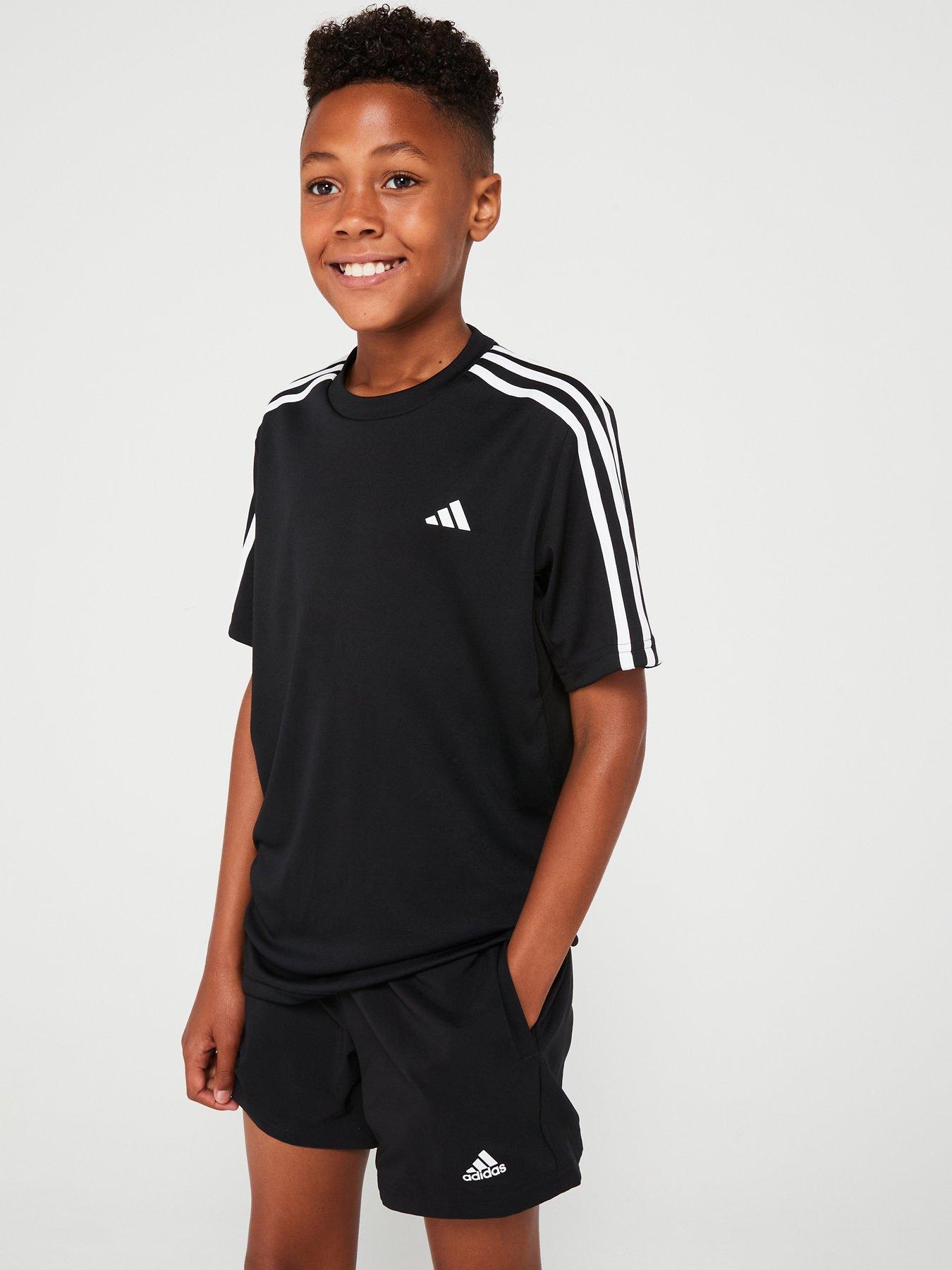 adidas-junior-train-essentials-3-stripe-tee-blackwhite