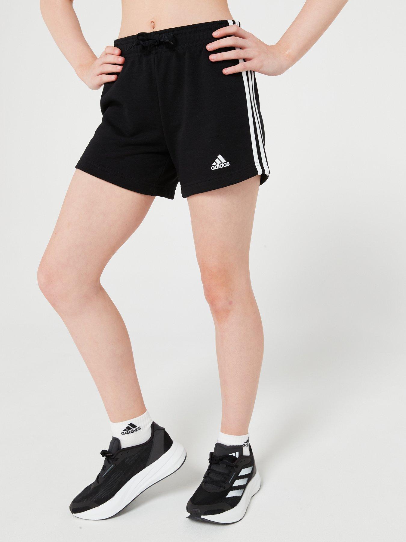 adidas-sportswear-junior-girls-essentials-3-stripe-shorts-blackwhiteback