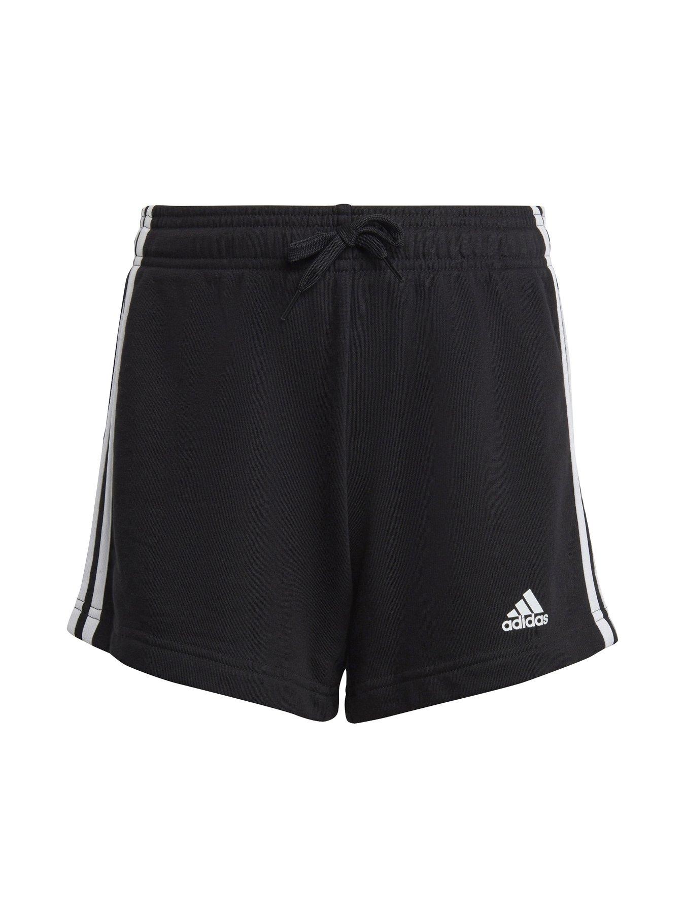 adidas-sportswear-junior-girls-essentials-3-stripe-shorts-blackwhitedetail