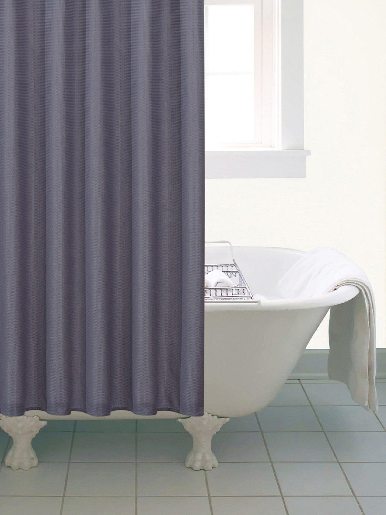 aqualona-grey-waffle-shower-curtainstillFront