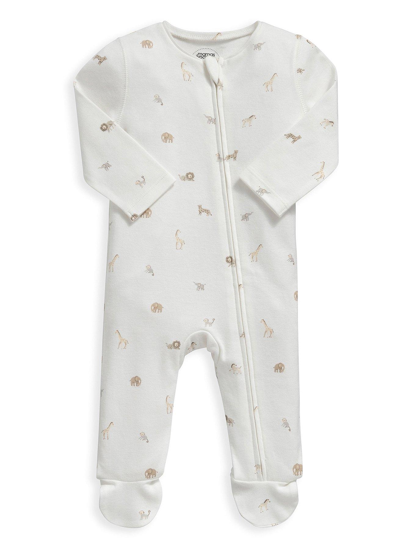 mamas-papas-baby-unisex-safari-zip-sleepsuit-cream