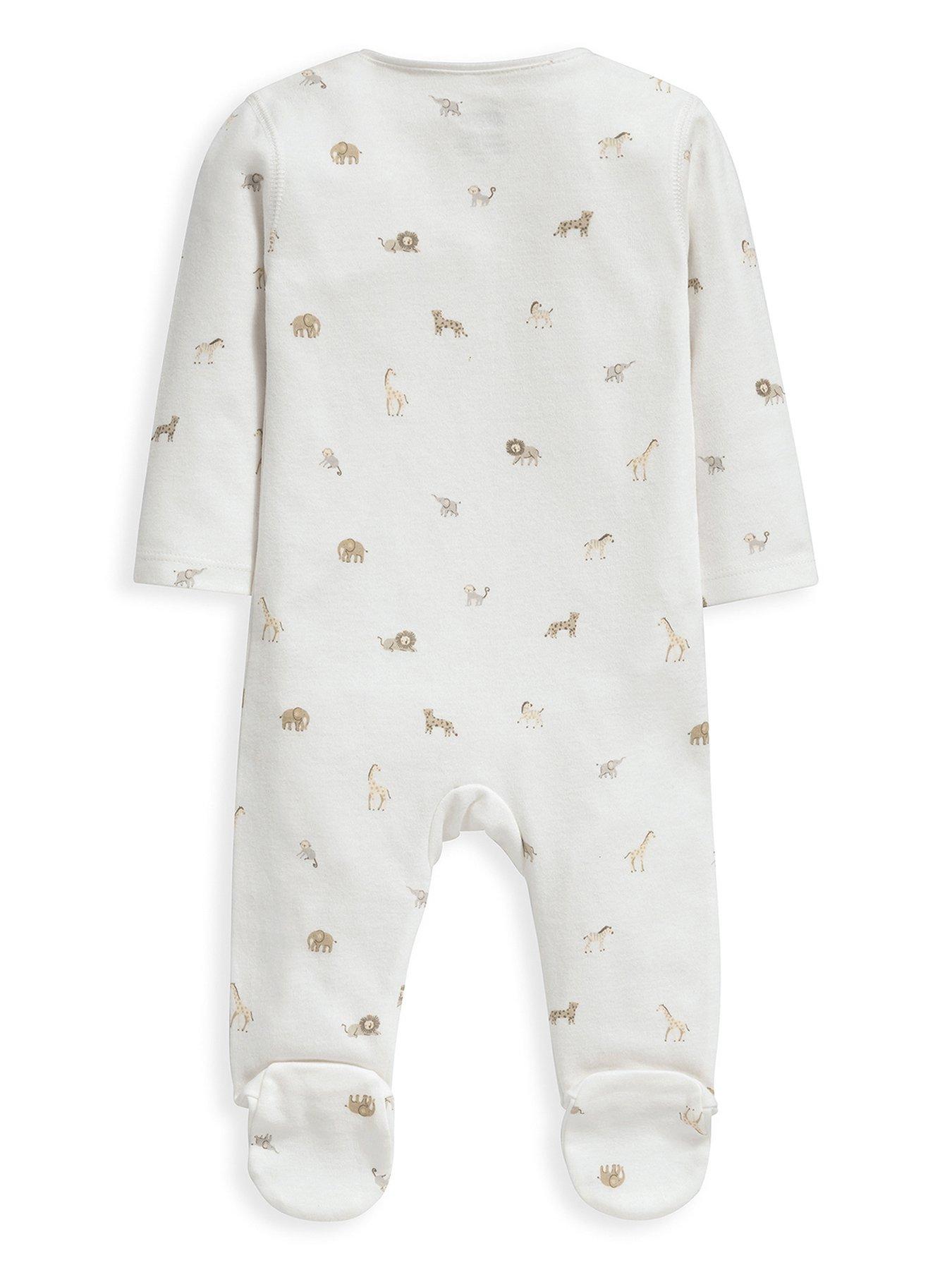 mamas-papas-baby-unisex-safari-zip-sleepsuit-creamback