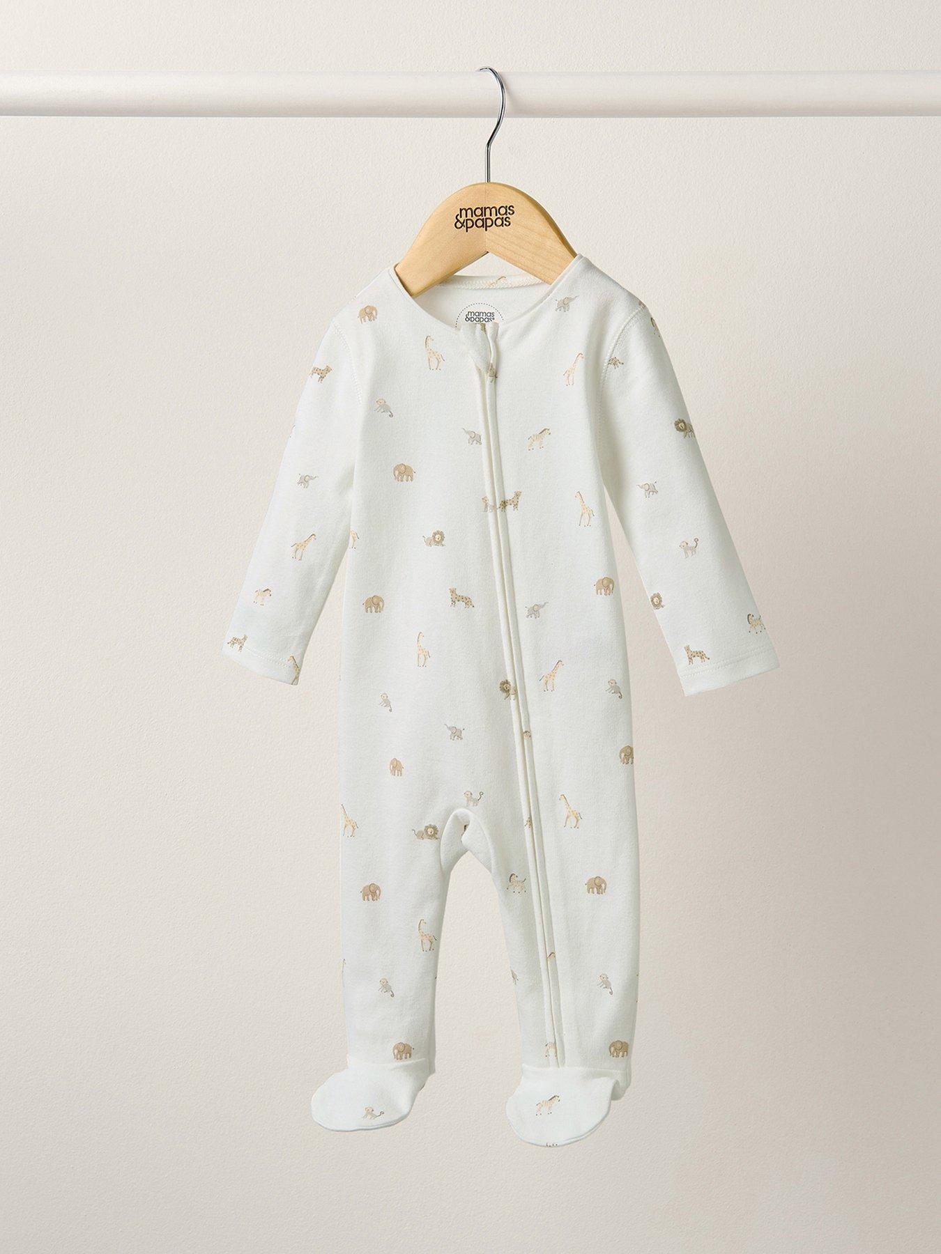 mamas-papas-baby-unisex-safari-zip-sleepsuit-creamoutfit