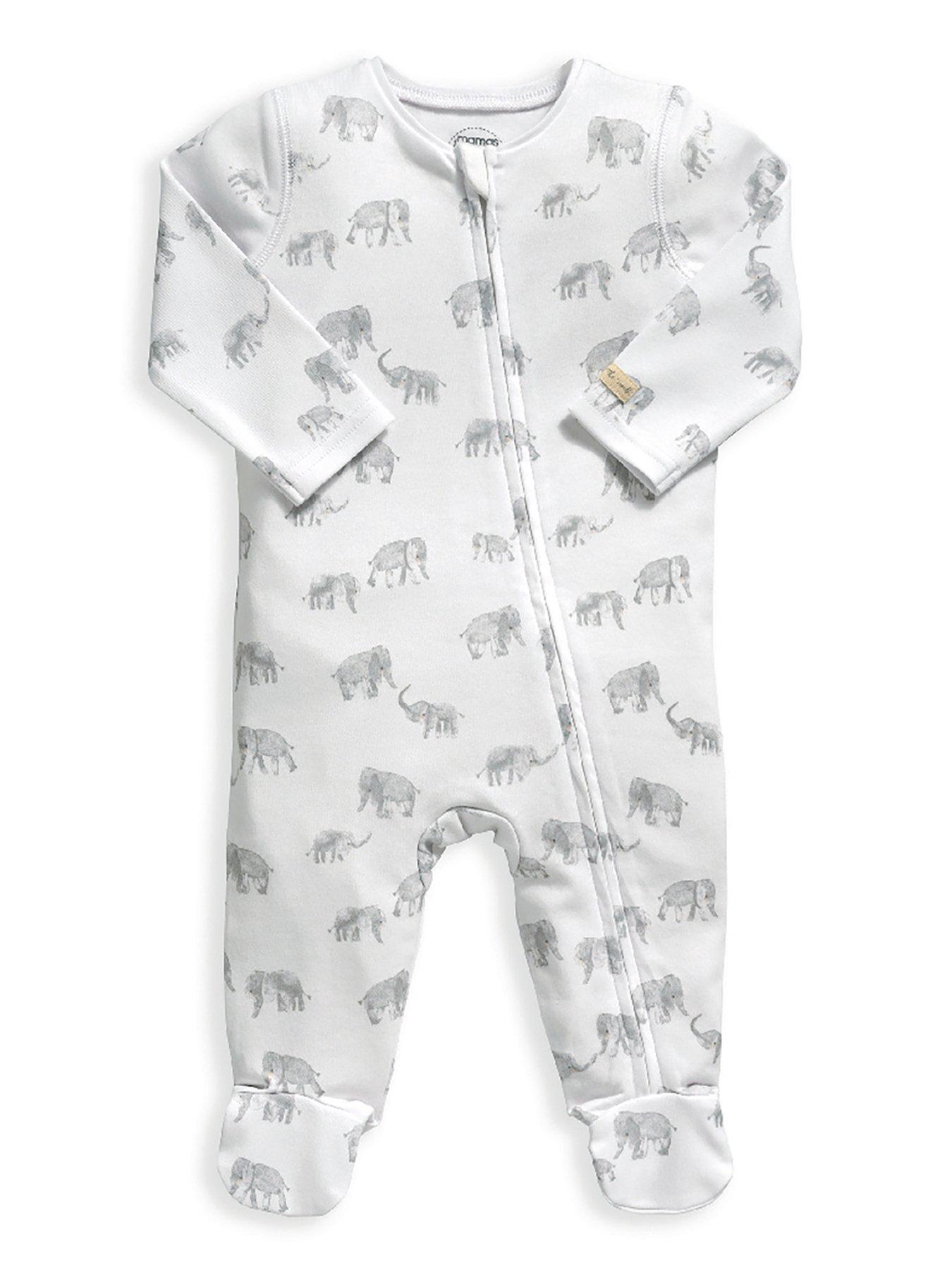 mamas-papas-baby-unisex-elephant-print-sleepsuit-white