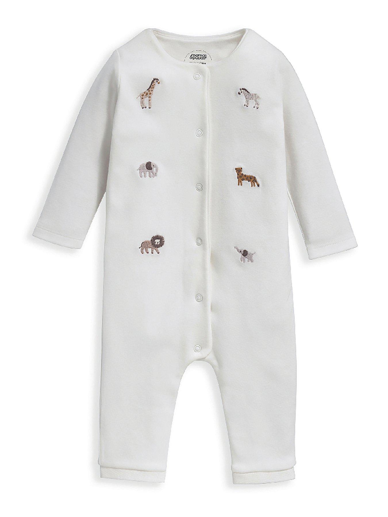 mamas-papas-baby-unisex-safari-embroidered-romper-cream