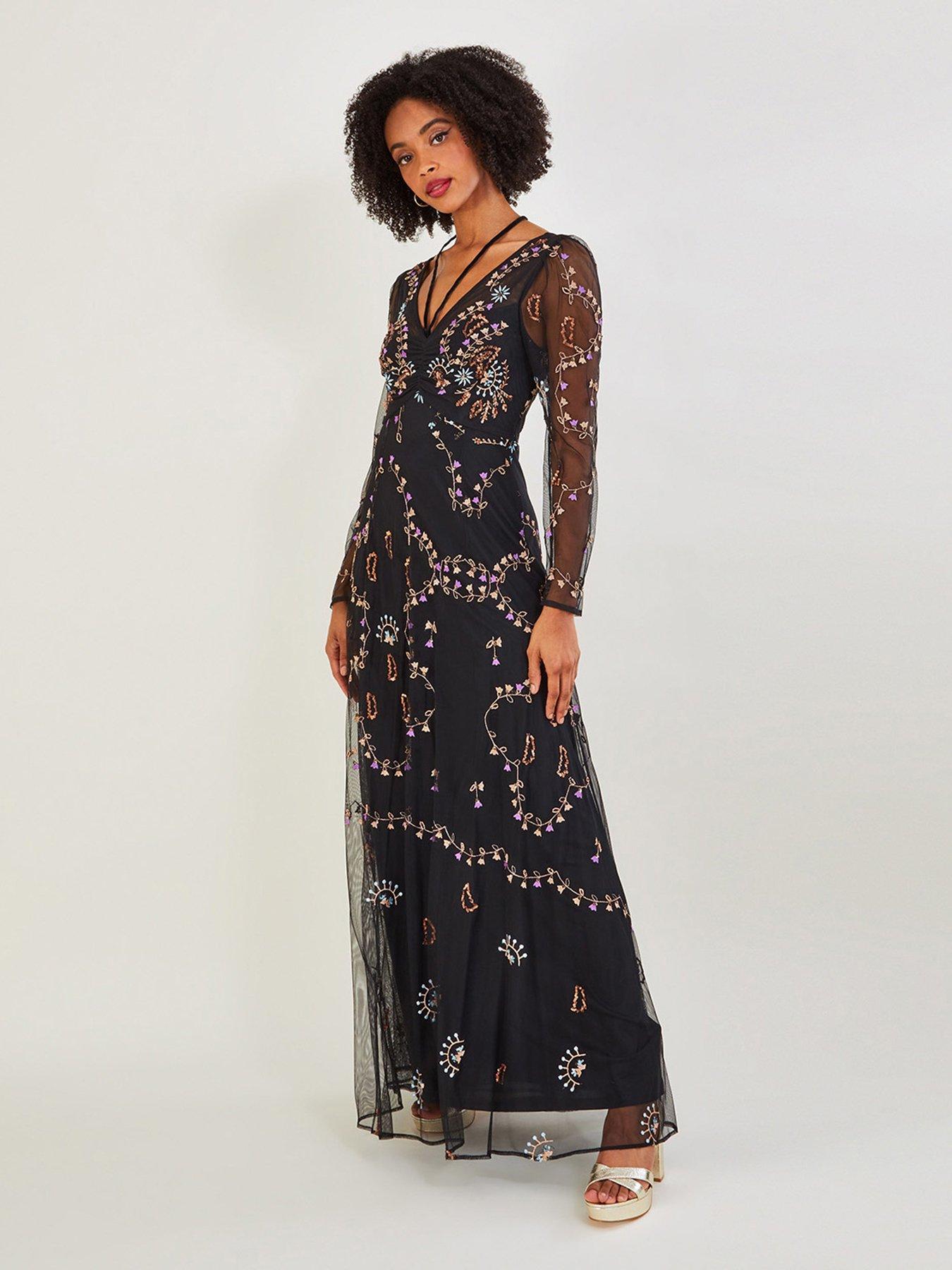 Miss selfridge 2024 black maxi dress