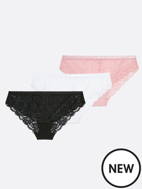 new-look-3-pack-pink-black-and-white-lace-short-briefs