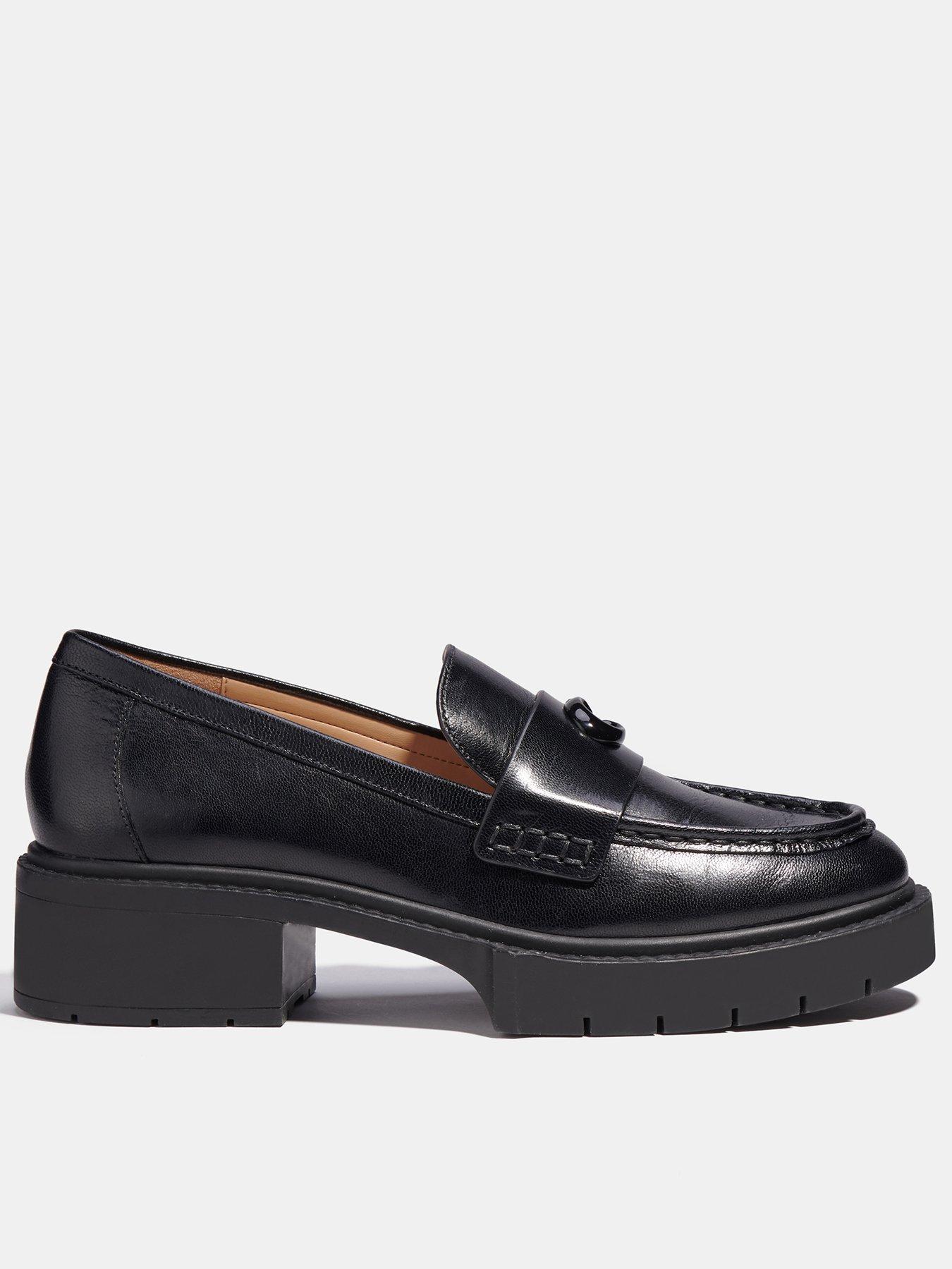 COACH Leah Leather Loafers - Black