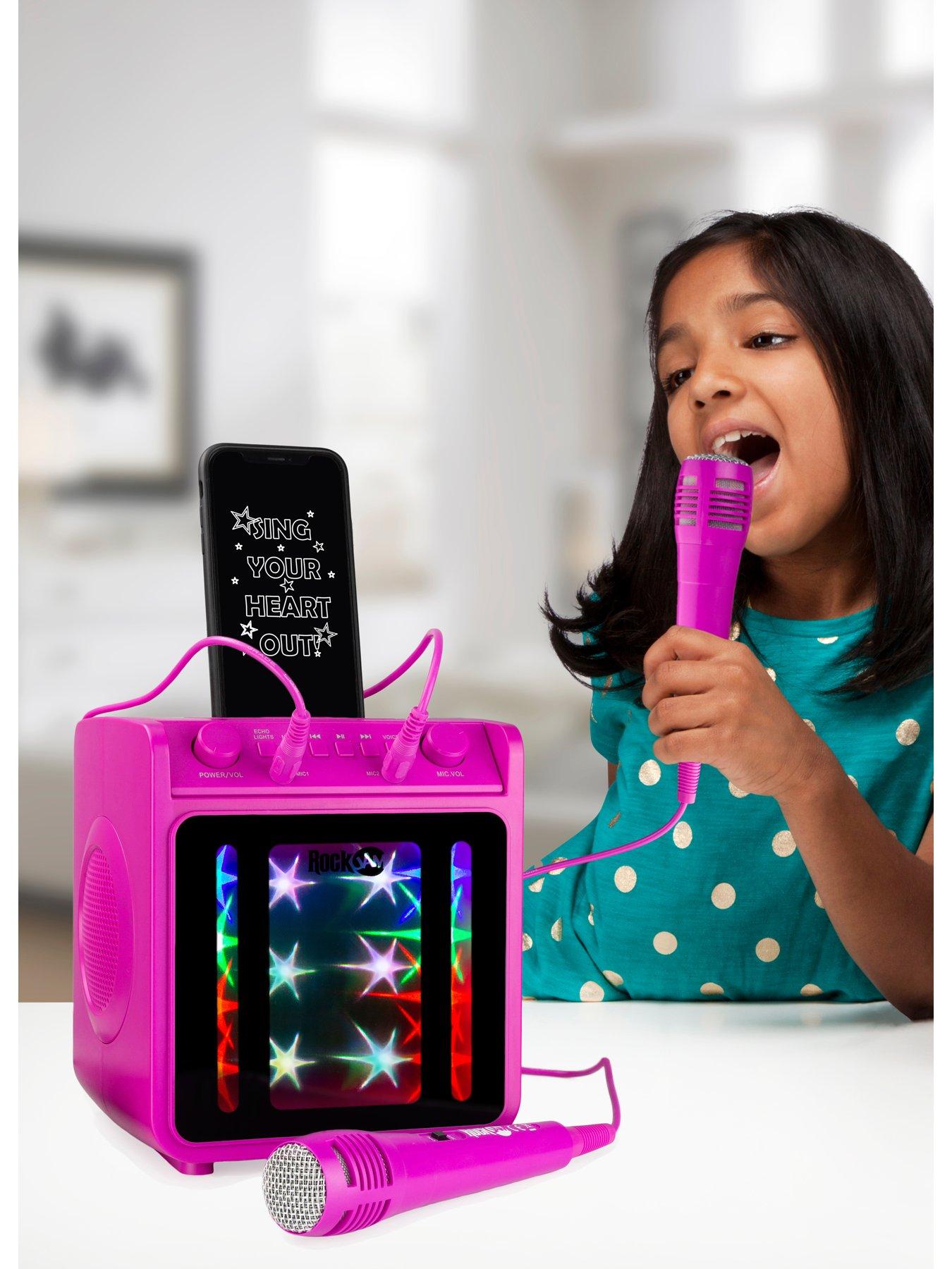 rockjam-rockjam-10-watt-rechargeable-bluetooth-karaoke-machine-with-two-microphones-pink