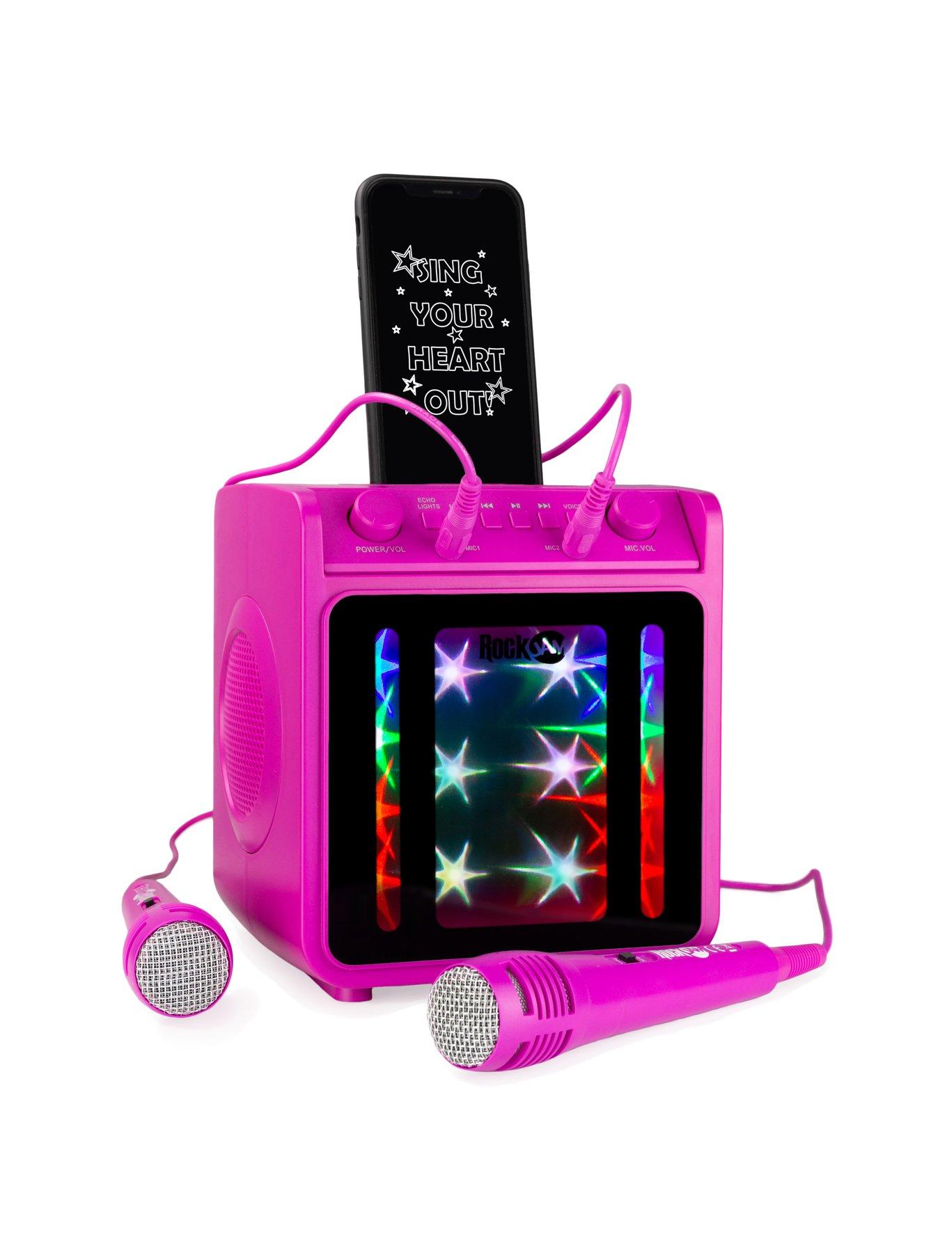 rockjam-rockjam-10-watt-rechargeable-bluetooth-karaoke-machine-with-two-microphones-pinkback