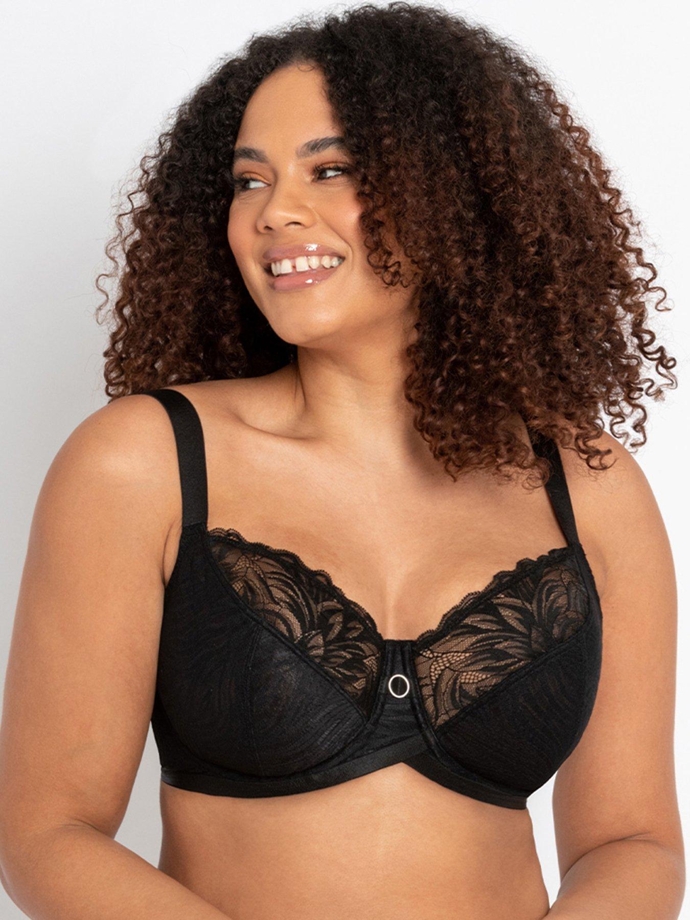 44F Bra Size in H Cup Sizes Black Balcony and Lace Cup
