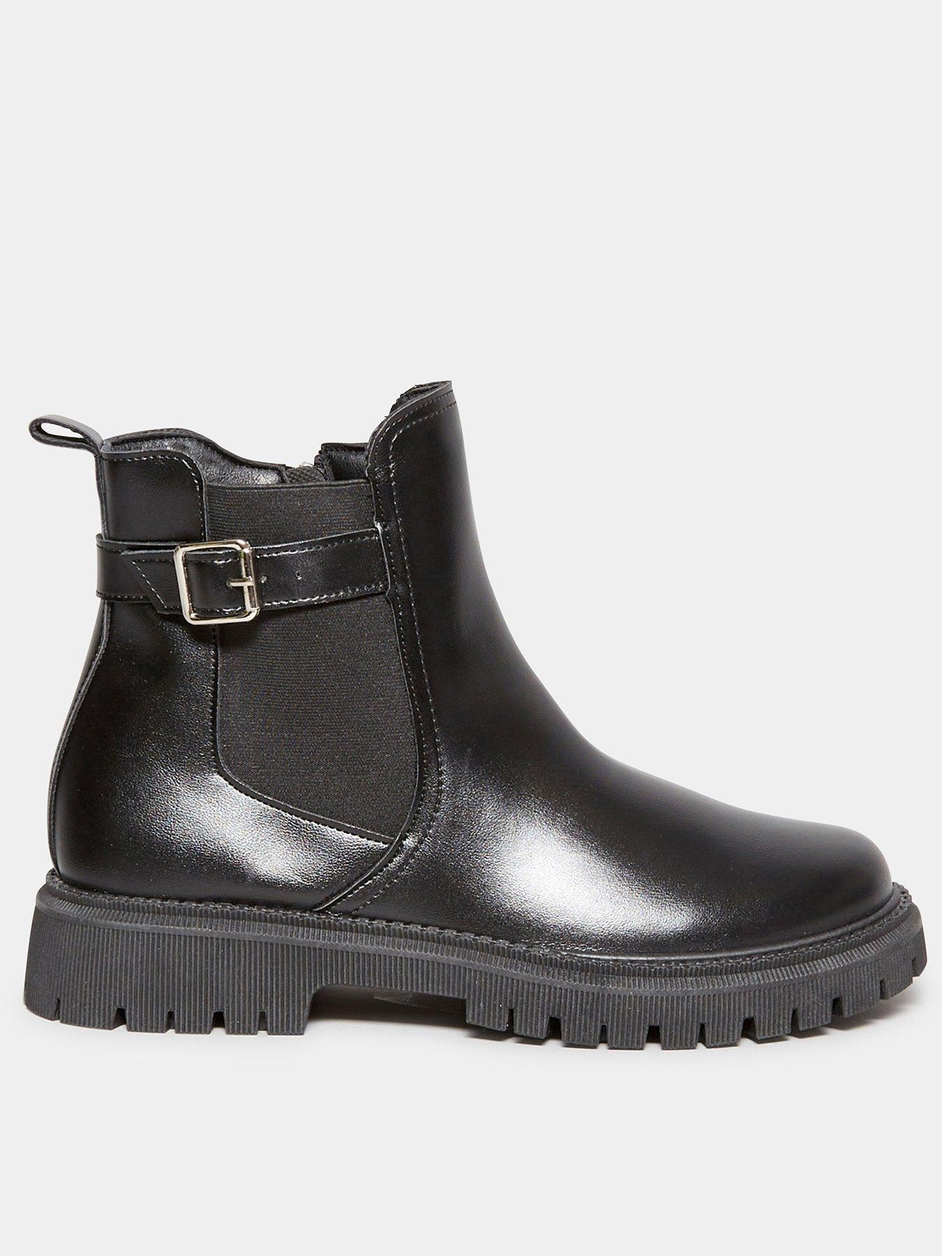 Yours Extra Wide Fit Cleated Buckle Ankle Boot Black Very Ireland