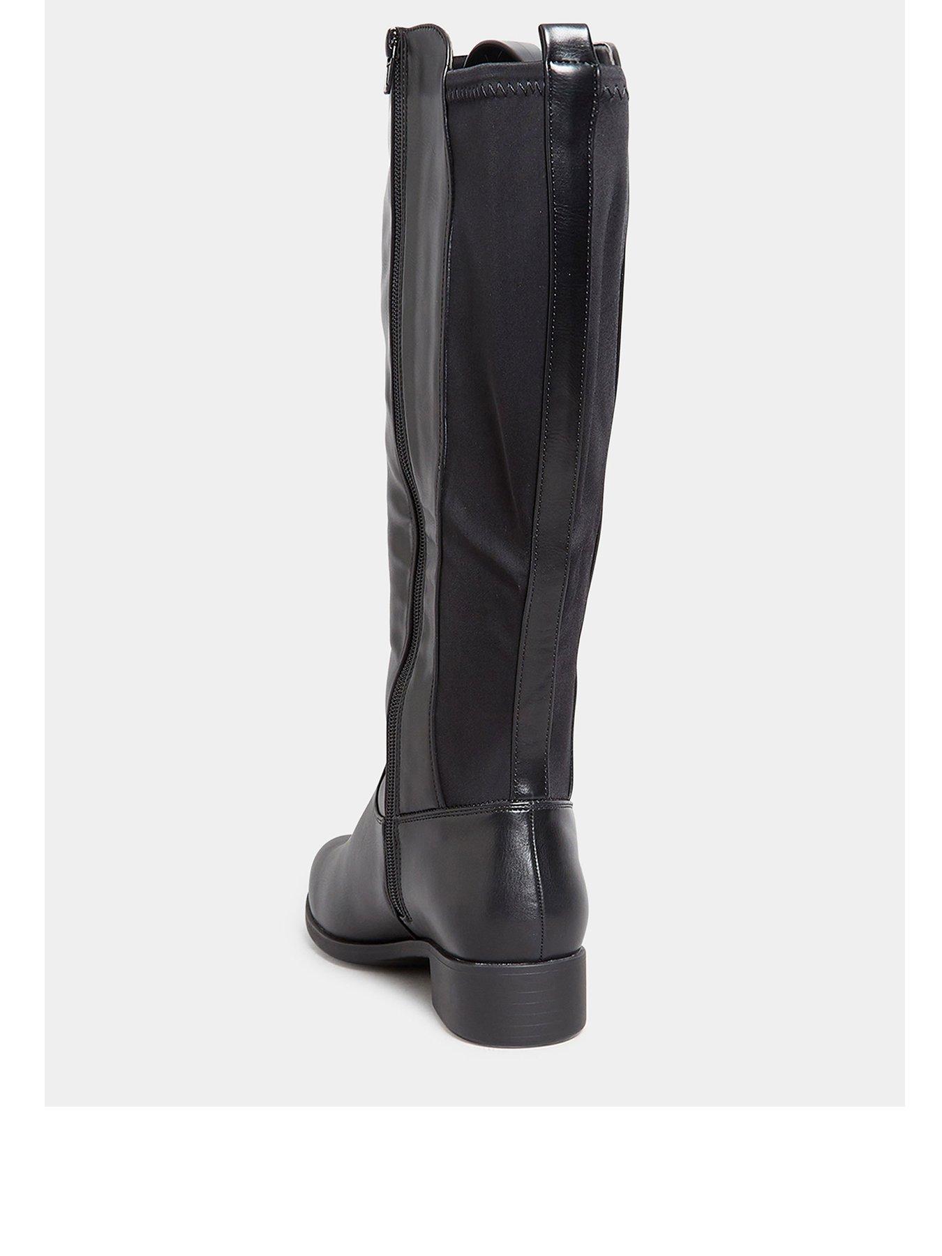 Image 2 of 4 of Yours Extra Wide Fit Stretch Knee Boot Pu Black