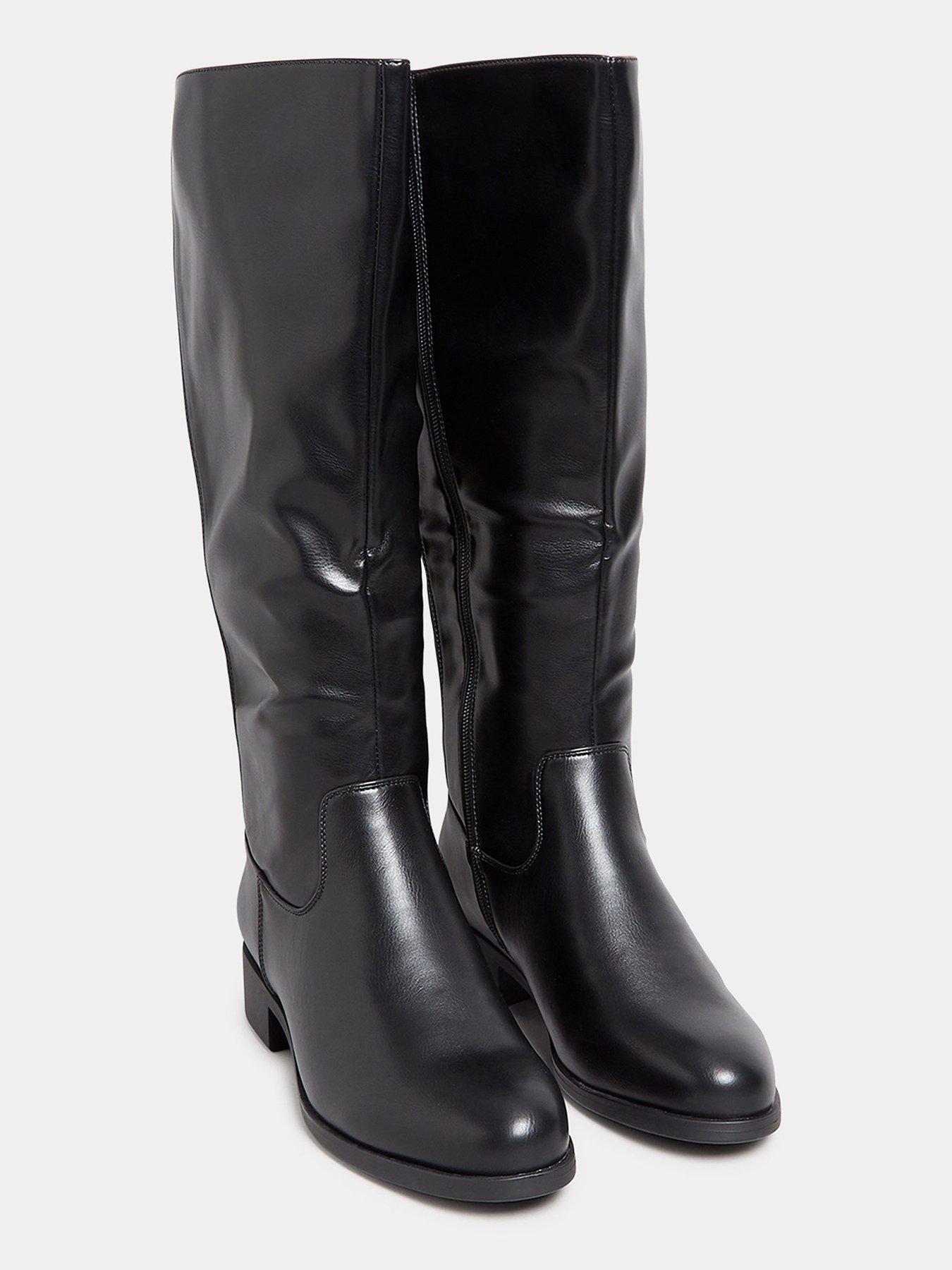 Image 3 of 4 of Yours Extra Wide Fit Stretch Knee Boot Pu Black