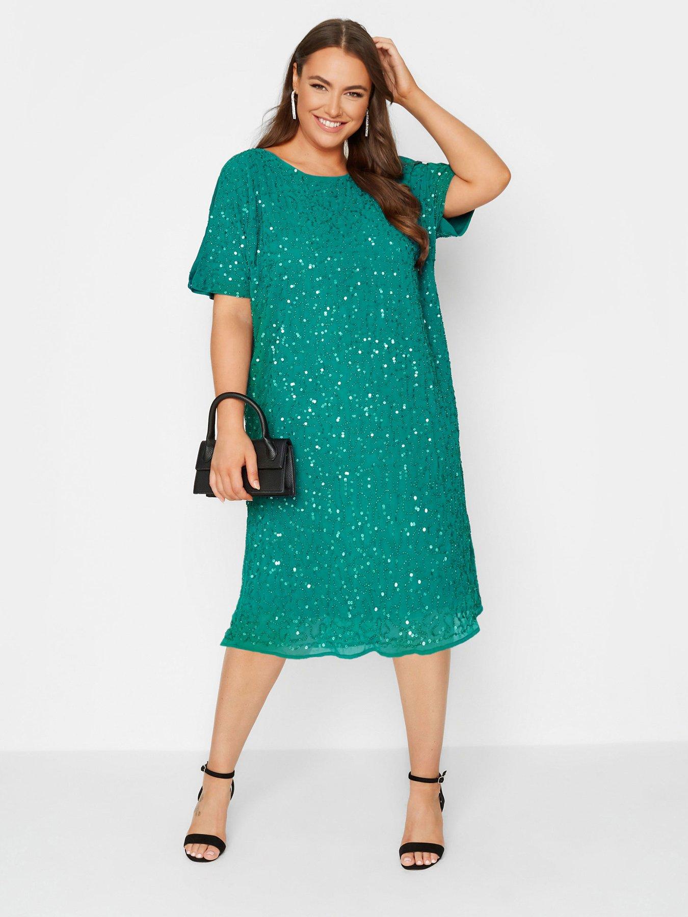 yours-yours-luxe-embellished-cape-dress-greenfront