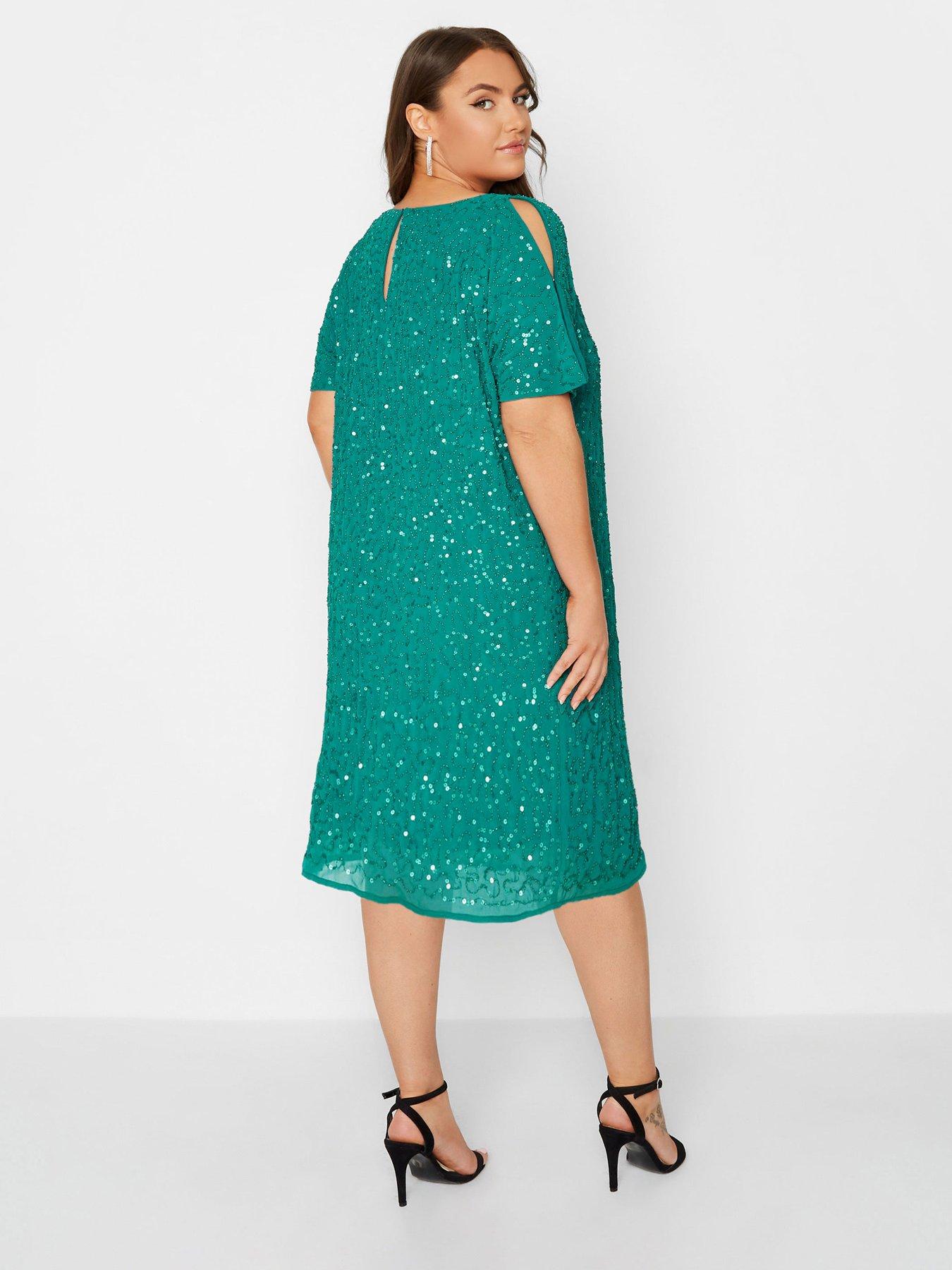 yours-yours-luxe-embellished-cape-dress-greenstillFront