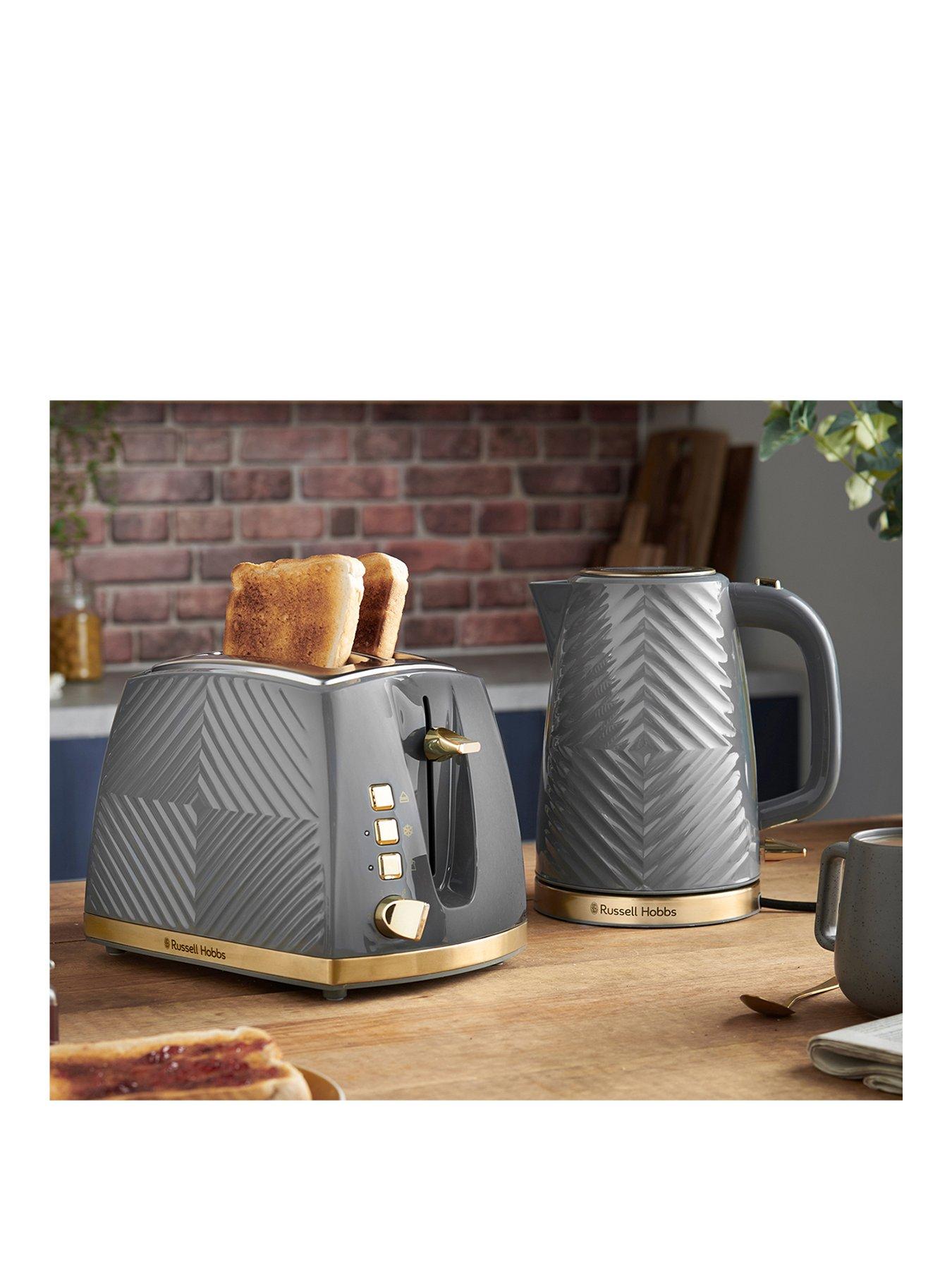 Image of Russell Hobbs Groove Kettle  &  Toaster Bundle - Grey