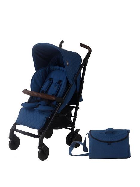 my-babiie-quilted-navy-melange-lightweight-stroller-with-seat-liner-changing-bag-and-leatherette