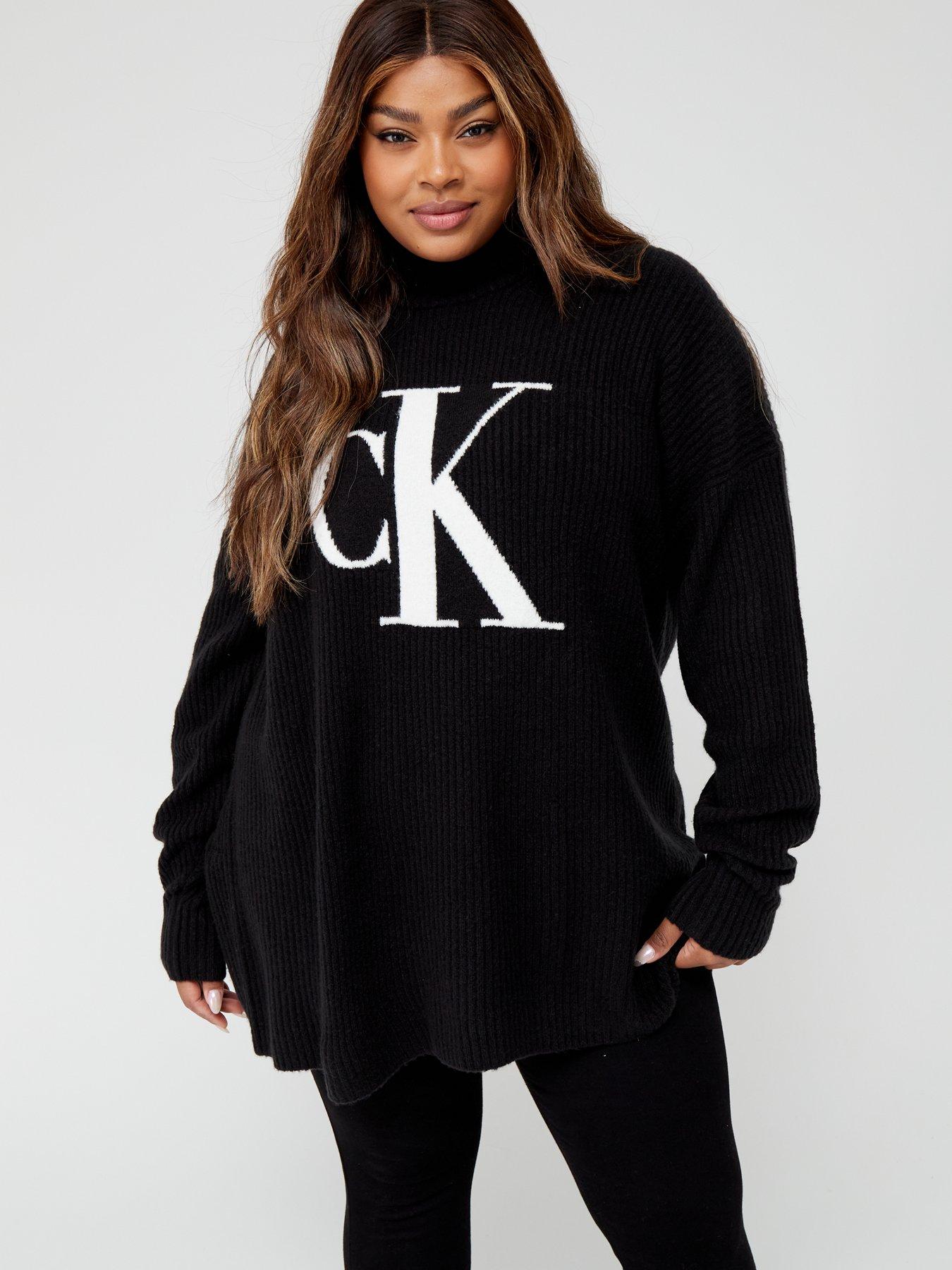 Calvin Klein Jeans Curve Oversized CK Logo Jumper Black Very