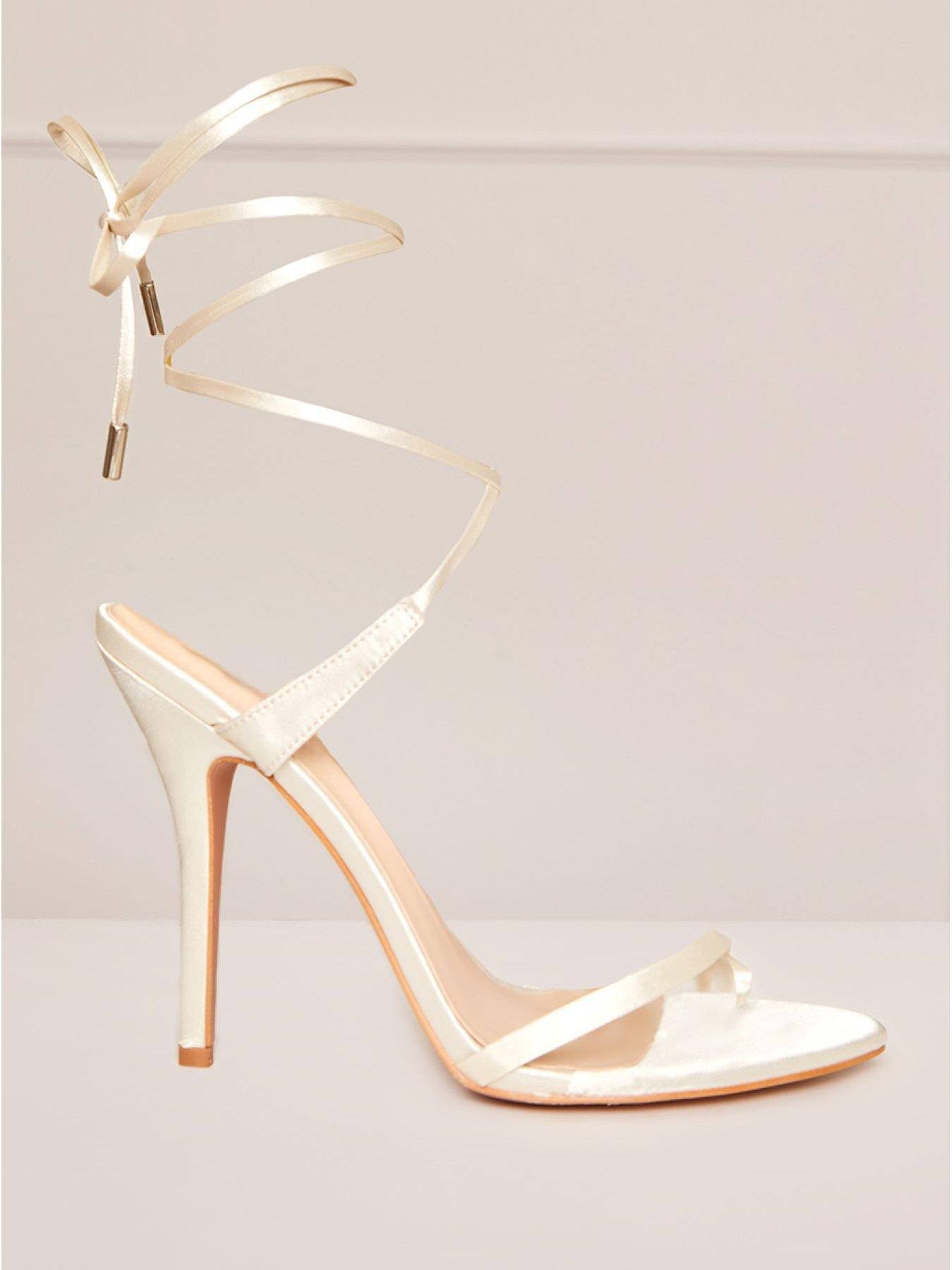 Chi Chi London Chi Chi London High Heel Lace Up Sandal In Cream