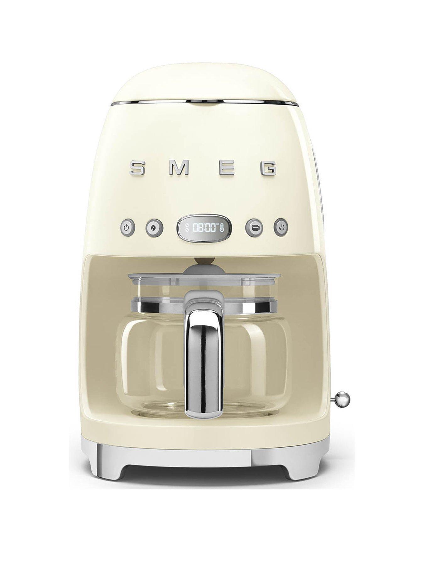 undefined DCF02 Retro Style Drip Coffee Machine, 1.4 Litre Tank- Cream