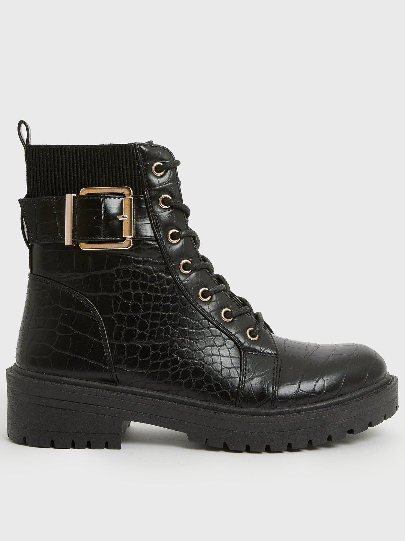 New look best sale black croc boots