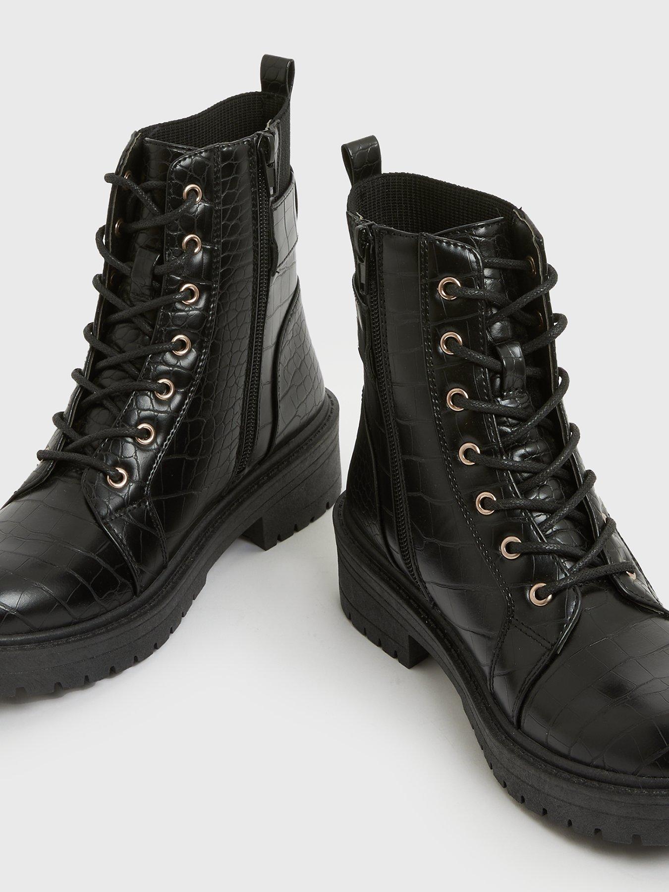 New look discount black croc boots