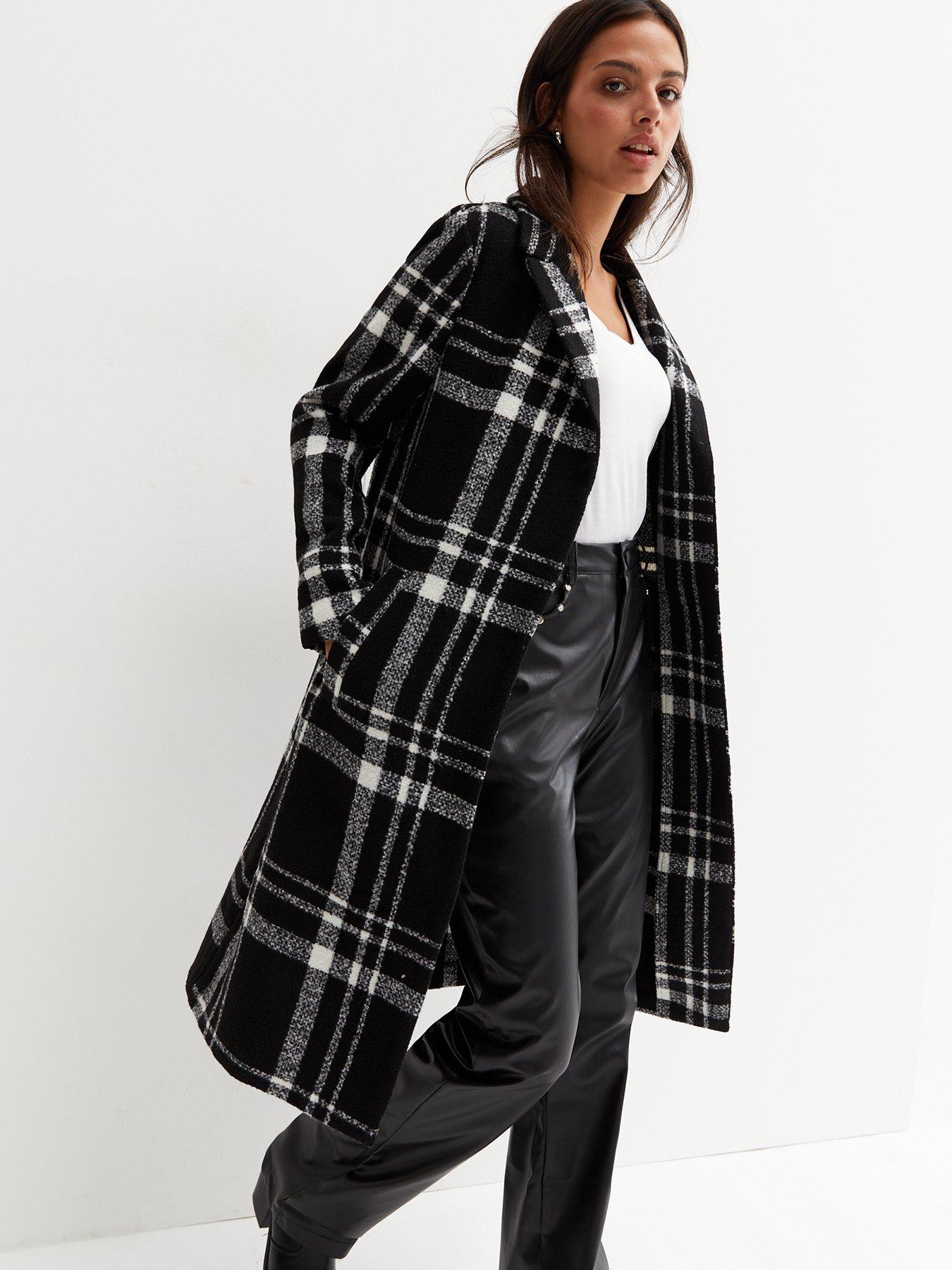 Black check sales coat