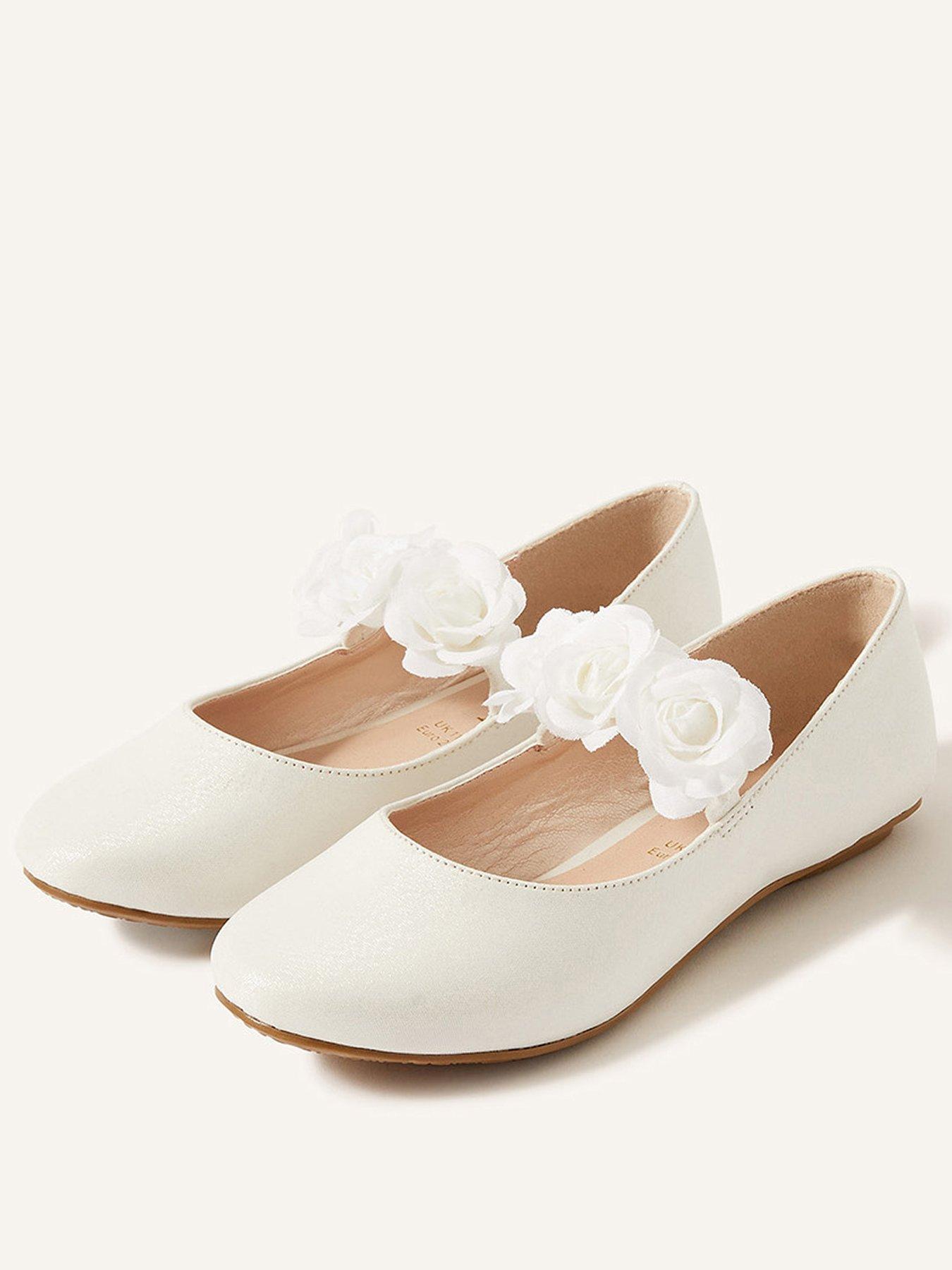 undefined Girls Shimmer Corsage Ballerina Shoes - Ivory