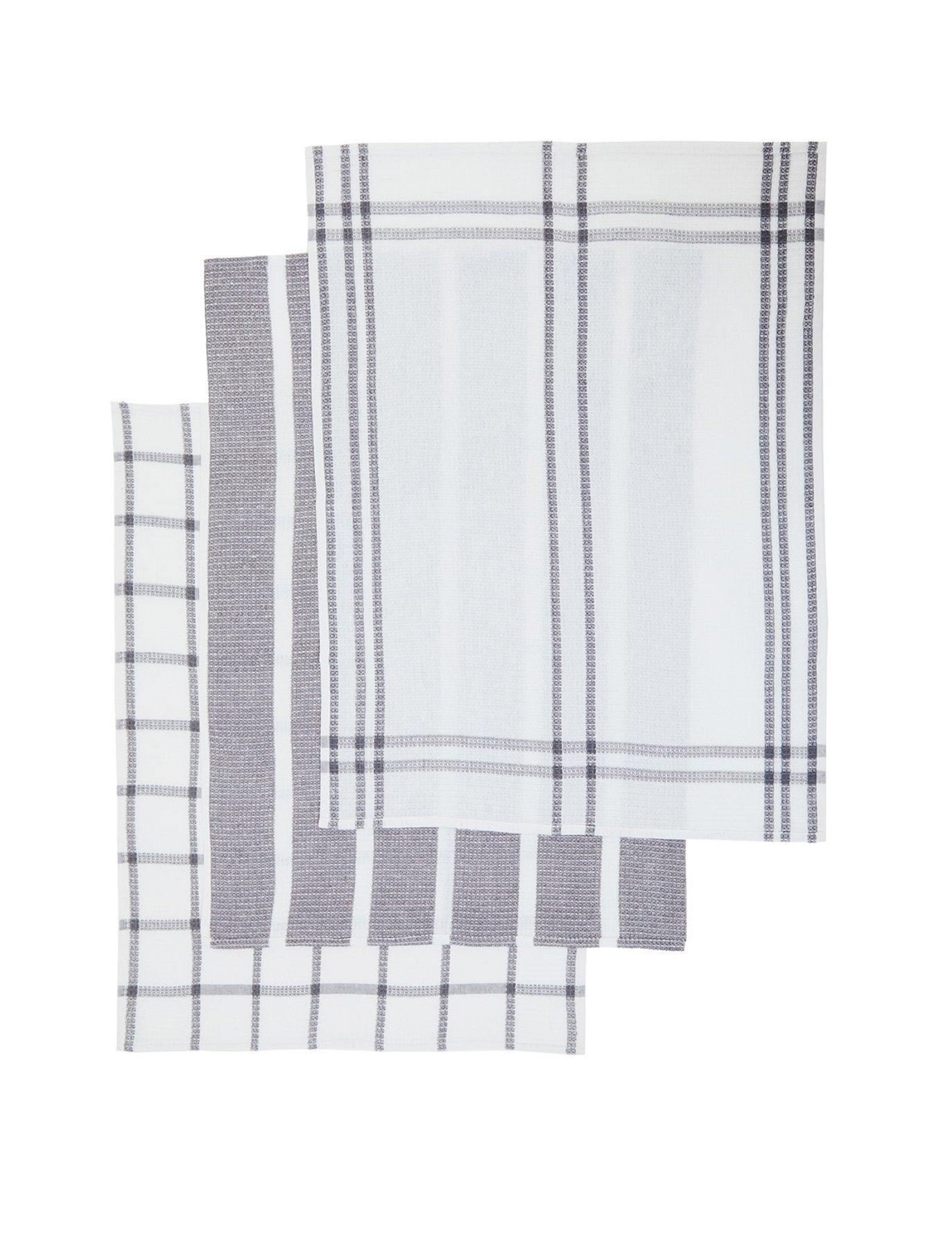 premier-housewares-set-of-3nbspdoro-waffle-tea-towels-grey-and-whitefront