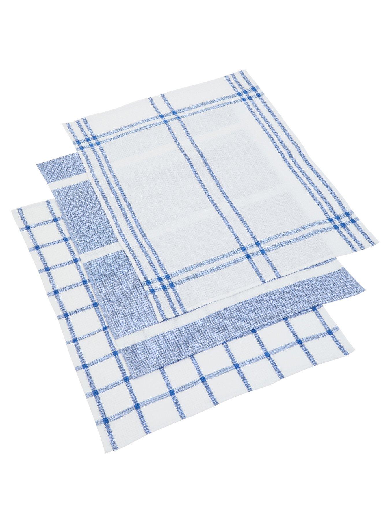 premier-housewares-set-of-3-doro-waffle-tea-towels--nbspblue-and-whitestillFront