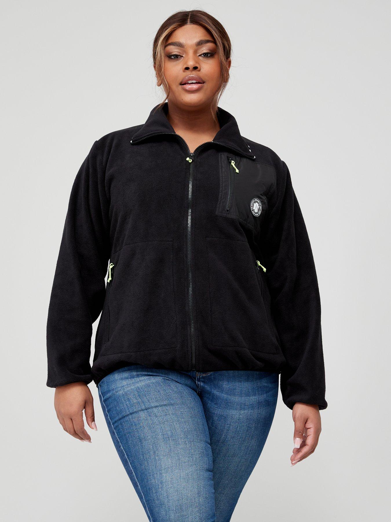 Plus size outlet black fleece jacket