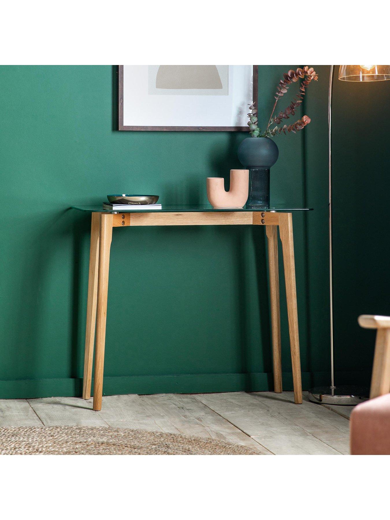 Petite Solid Wood Console in Medium Oak